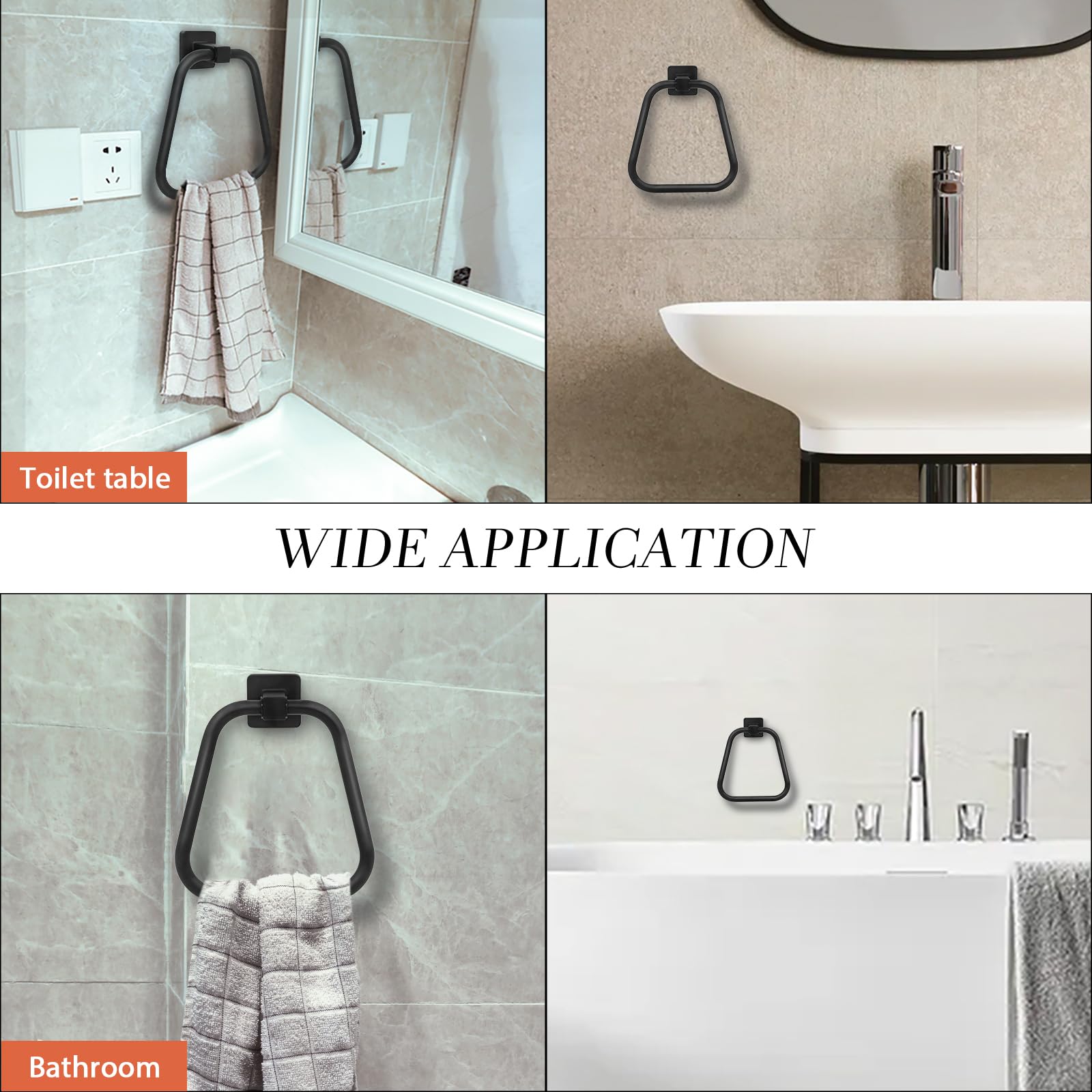 Towel Holder For Bathroom Wall Matte Black Towel Ring Stainless Steel Hand Towel Holder Heavy Duty Towel Hanger For Bath, Kitche