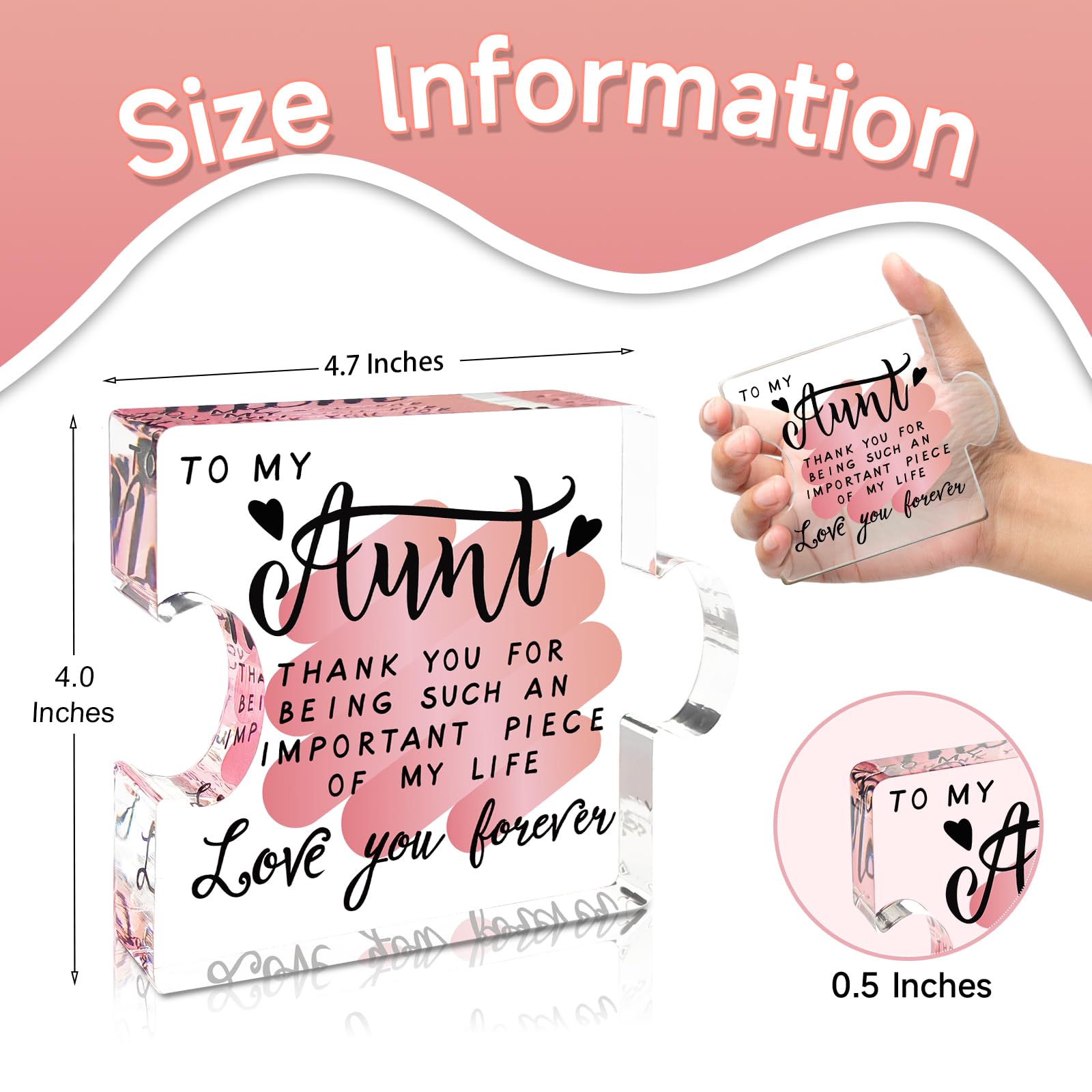 Aunt Gifts, Auntie Gift Ideas, Best Aunt Ever Gifts Acrylic Puzzle-Shaped Plaque Desk Decor for Aunt Birthday Gifts, Mother s D