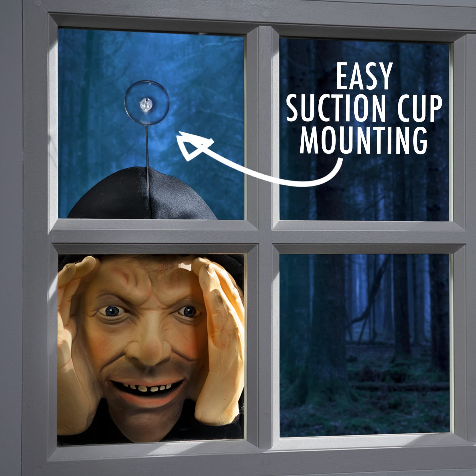 Scary Peeper Freak Halloween Decoration Peeping Tom, Indoor and Outdoor Window Hanging Mask for Spooky House Party Scares, Trick