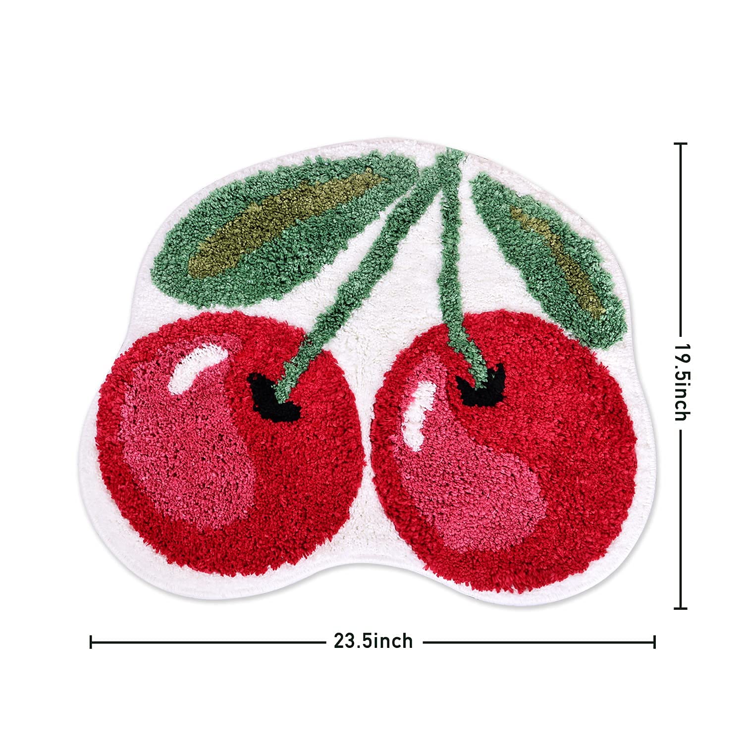 Frozzur Cherry Cute Bath Mat For Bathroom, Luxury Funky Bathroom Mats Non Slip Cute Fruit Shaped Absorbent Bathtub Cool Rug Bath