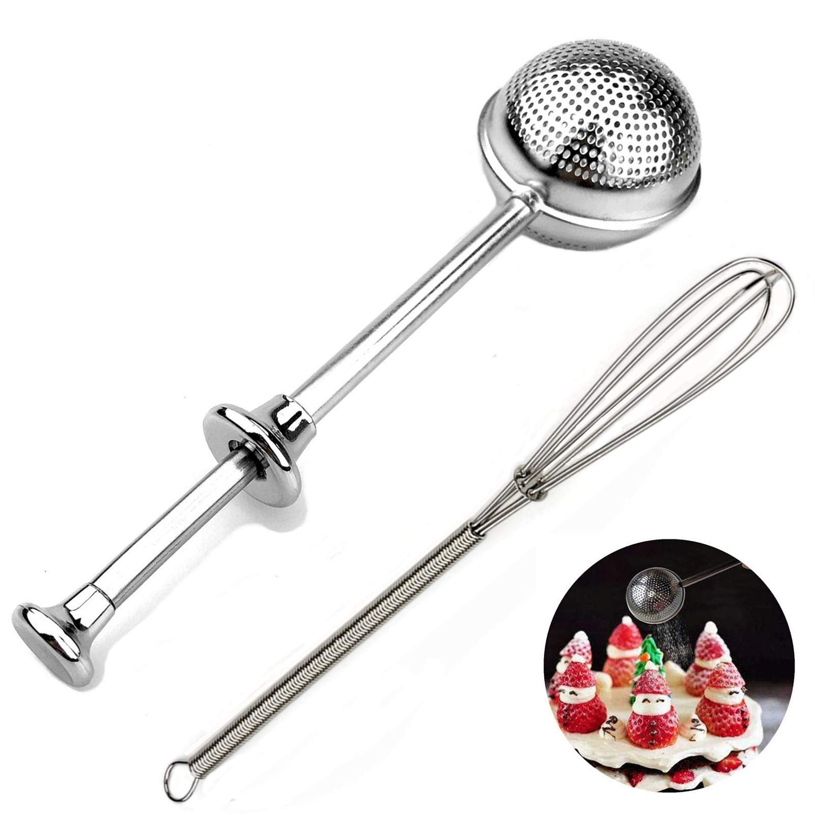 Powdered Sugar Shaker Duster With Lid Sugar Flour Sifter For Baking Spice Sifters Powder Duster Sugar Powder Flour Duster For Ba