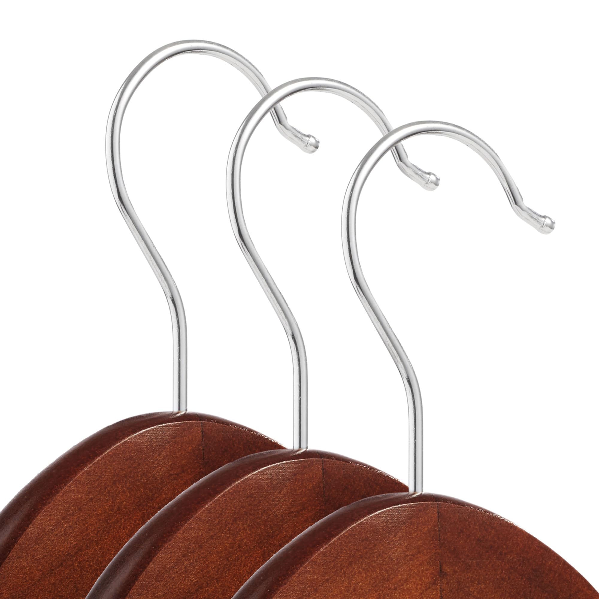 Casafield - 10 Walnut Wooden Suit Hangers - Premium Lotus Wood With Notches & Chrome Swivel Hook For Dress Clothes, Coats, Jacke