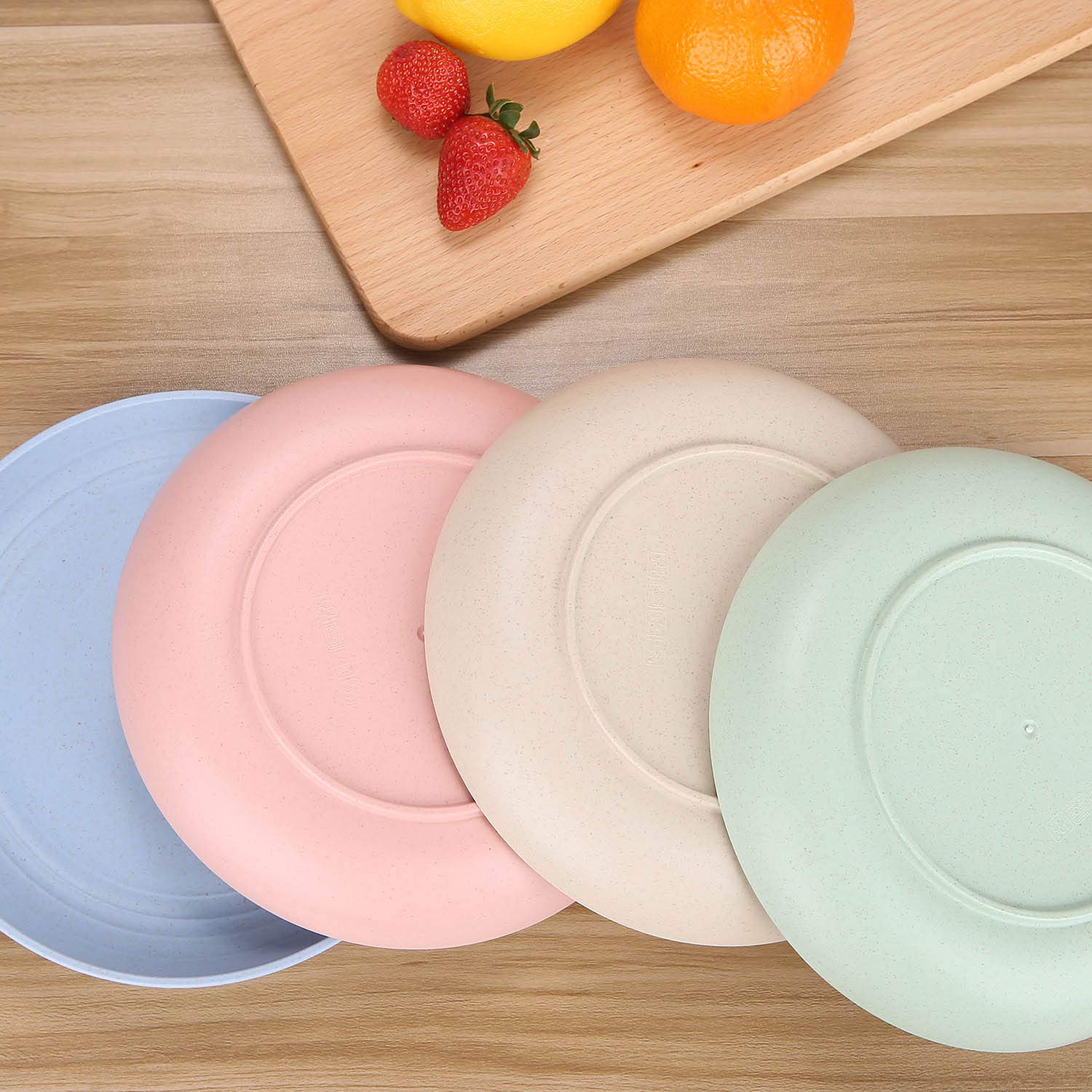 Luckyzone 8.8 Inches Unbreakable Wheat Straw Plates - Reusable Plate Set - Dishwasher & Microwave Safe - Perfect For Dinner Dish