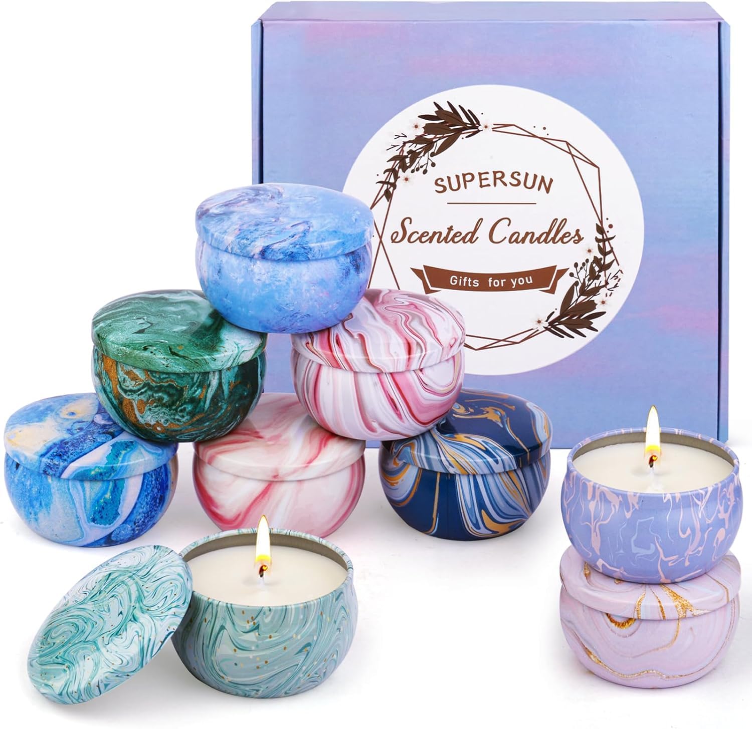 Scented Candles Gift Set for Women, 9Packs Soy Candles for Home Scented, 180H Burning Aromatherapy Candles, 2.5oz Natural Soy Wa