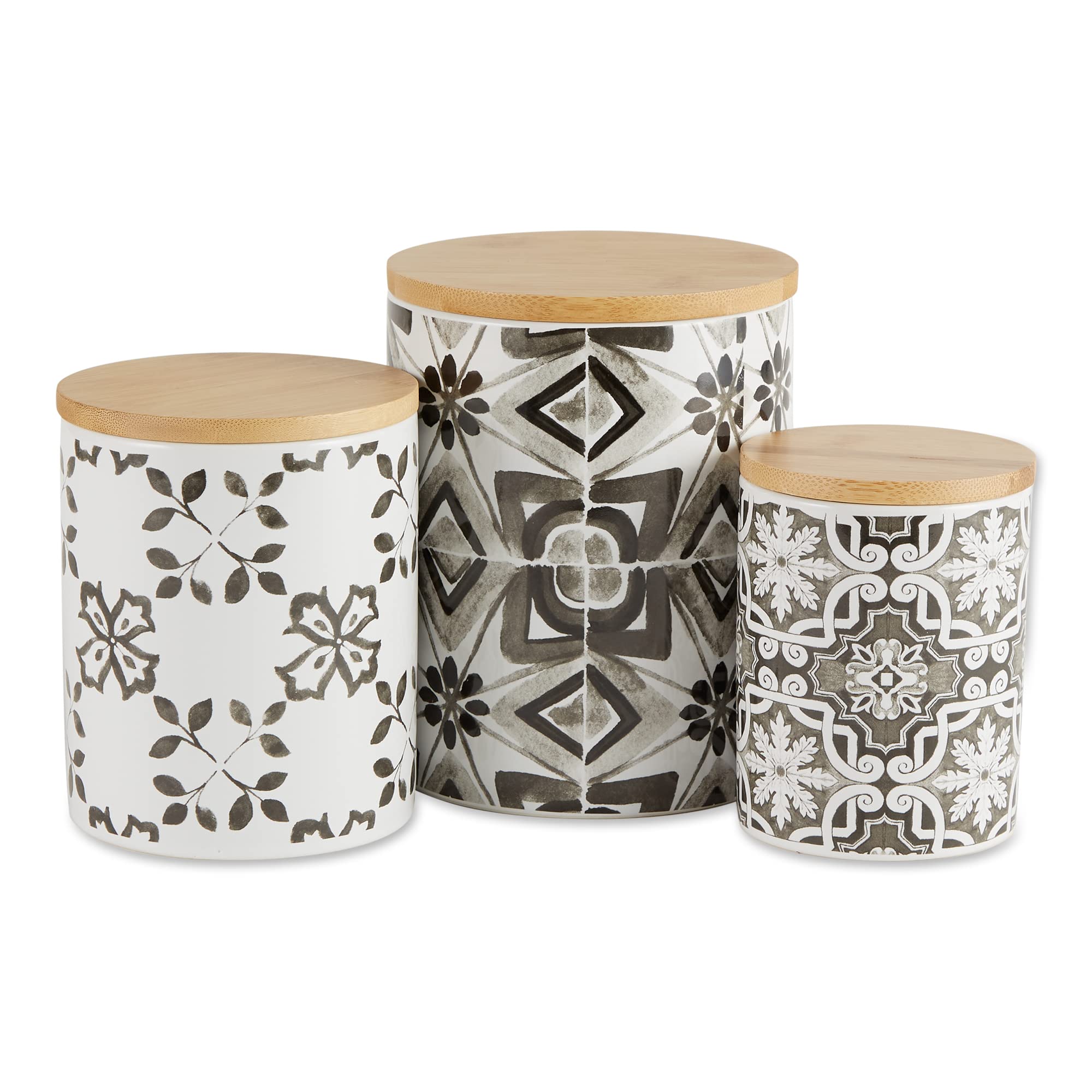 BLACK TILE CERAMIC CANISTER SET/3