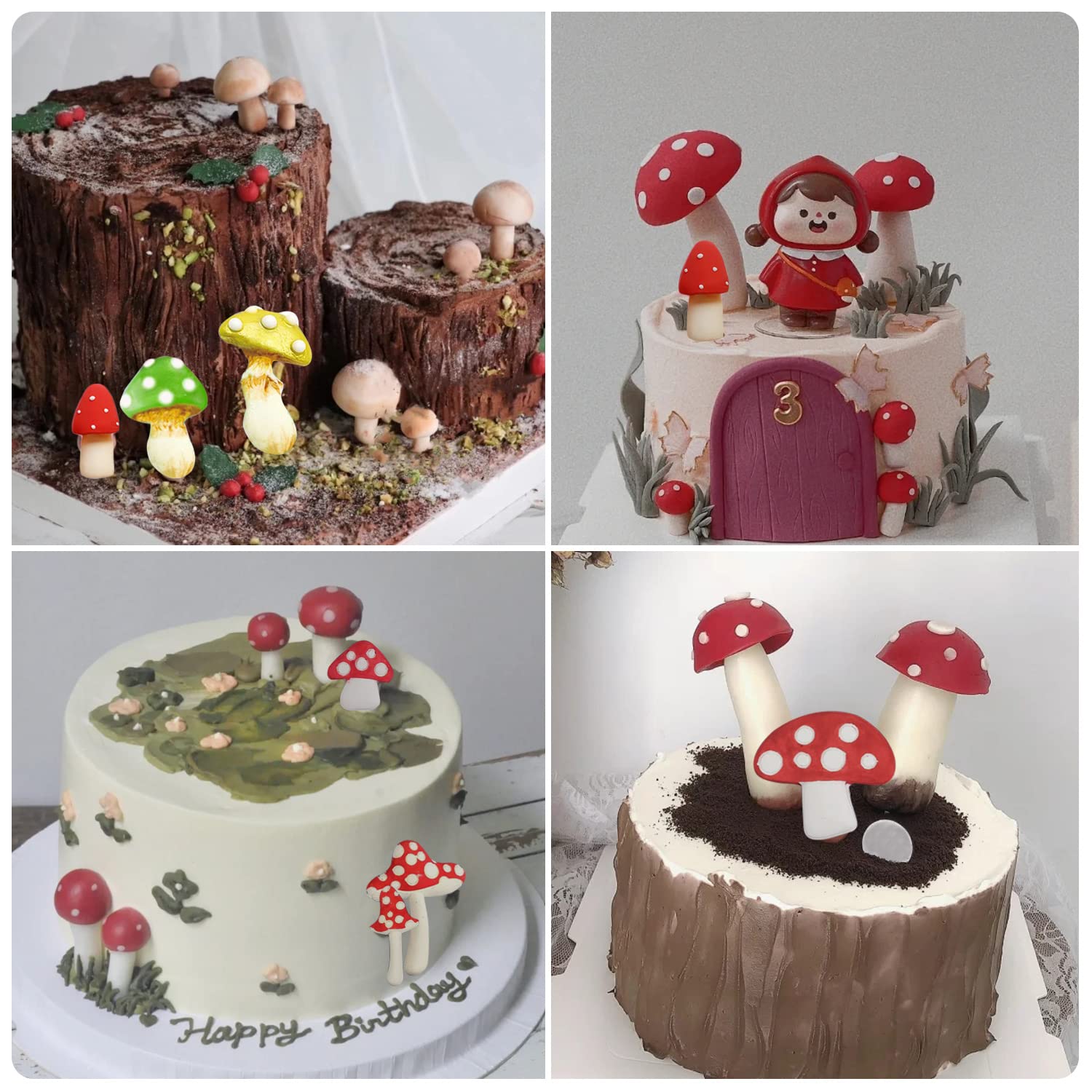 Mujiang Mushroom Silicone Mold Mushroom Vegetable Fondant Candy Molds For Cake Decorating Cupcake Topper Chocolate Polymer Clay