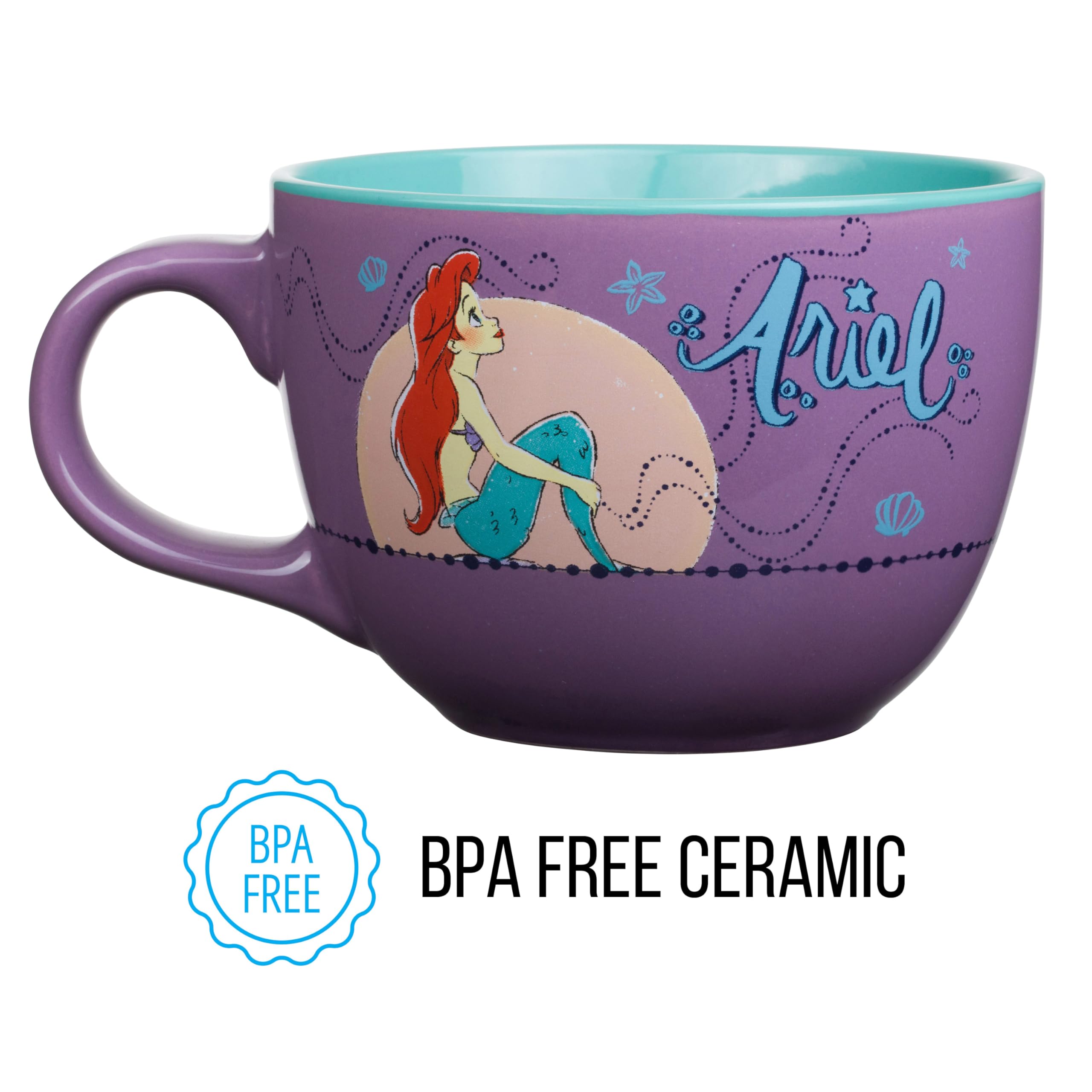 Silver Buffalo Disney Princess Little Mermaid Ariel Moonlight Ceramic Soup Mug  24 Ounces