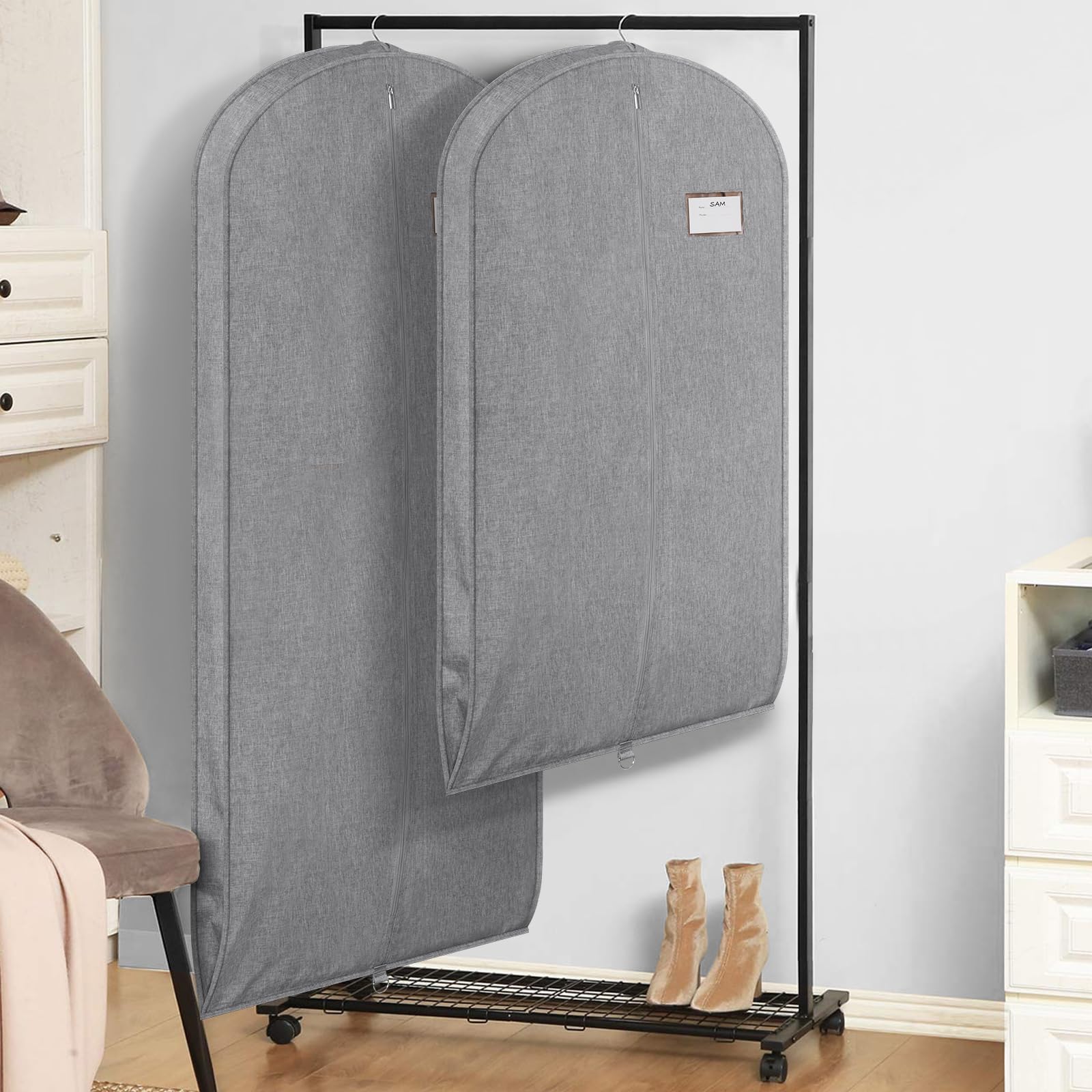 Univivi Garment Bags For Hanging Clothes, 60 Inch Suit Cover Bags For Closet Storage, Hanging Clothes Bag With Zipper And Eye-Ho
