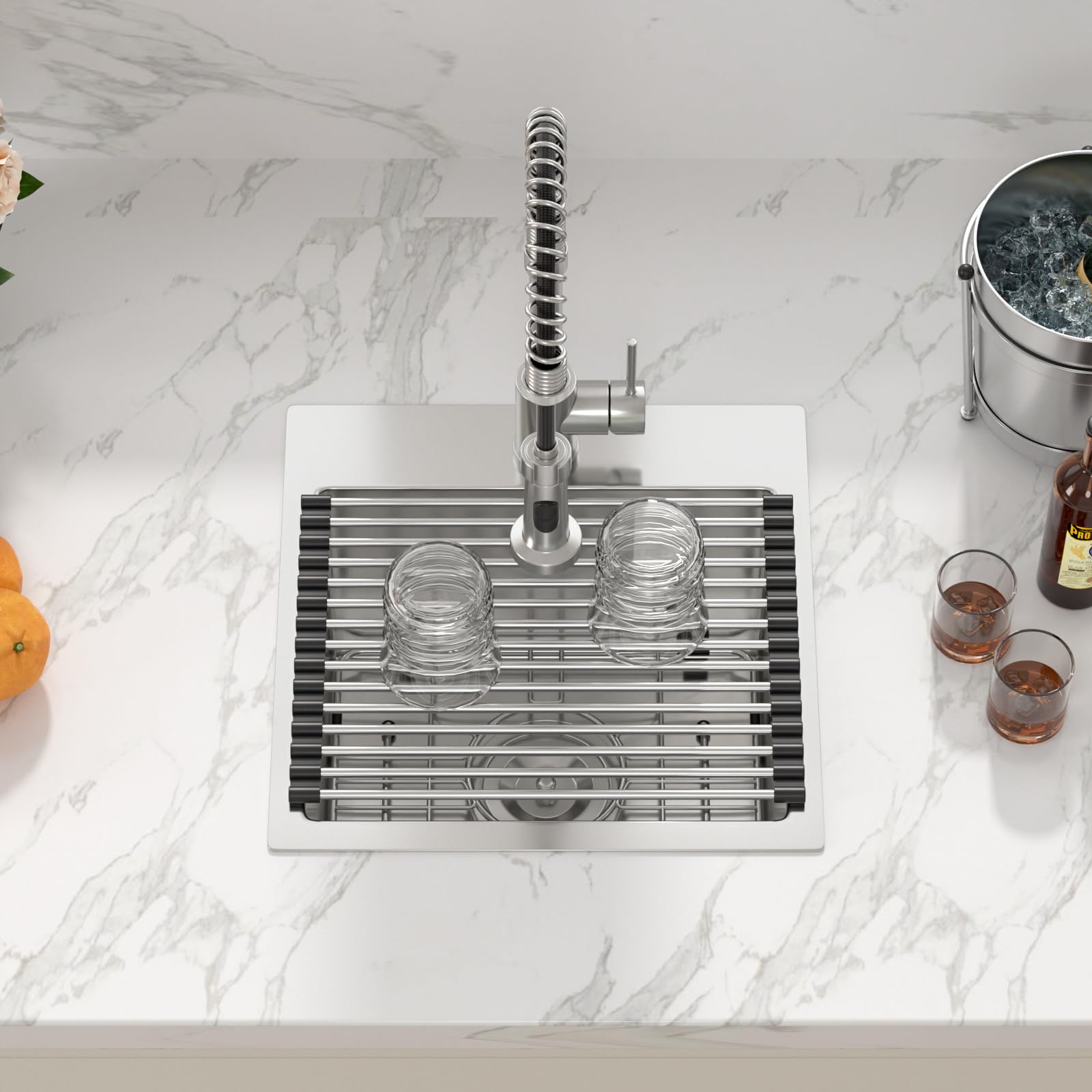 Sarlai 15 Drop Bar Sink Stainless Steel - 15 Inch Bar Prep Sink Topmount Stainless Steel 16 Gauge Deep Single Bowl Over Counter