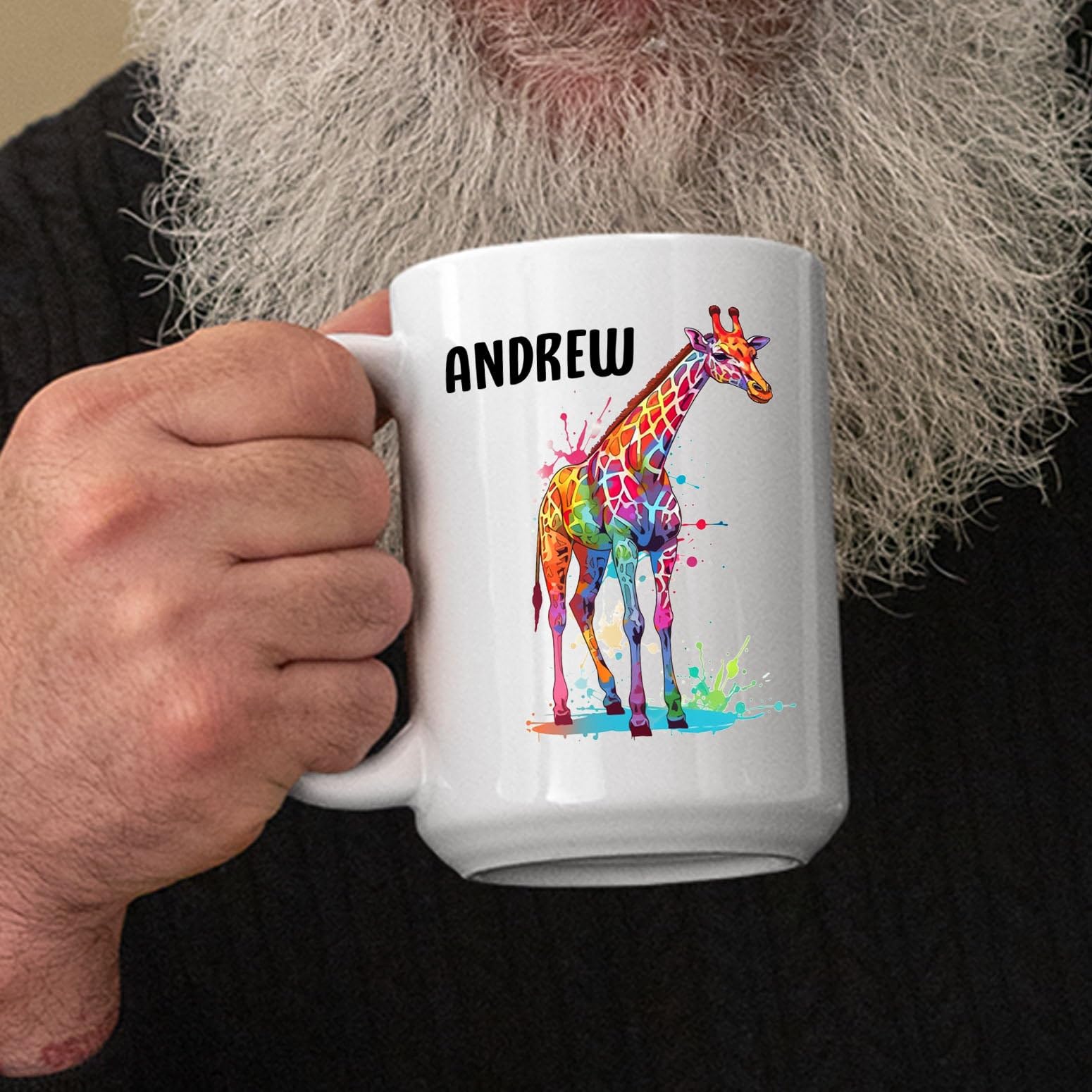 Custom Name Giraffe Coffee Mug Cup Gift For Men Women Giraffe Lover, Personalized Giraffe Animal Coffee Cup 11 15 Oz, Unique Gir