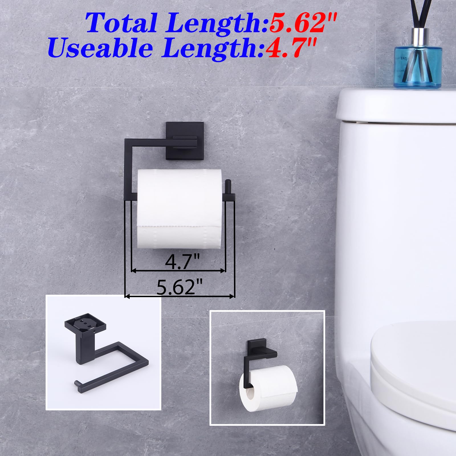 GERZ Bathroom Hardware Accessories Sets SUS304 Stainless Steel Bath Shower Set 2-Pieces(Toilet Paper Holder Towel Ring) Black Matte Finish Contemporary Style