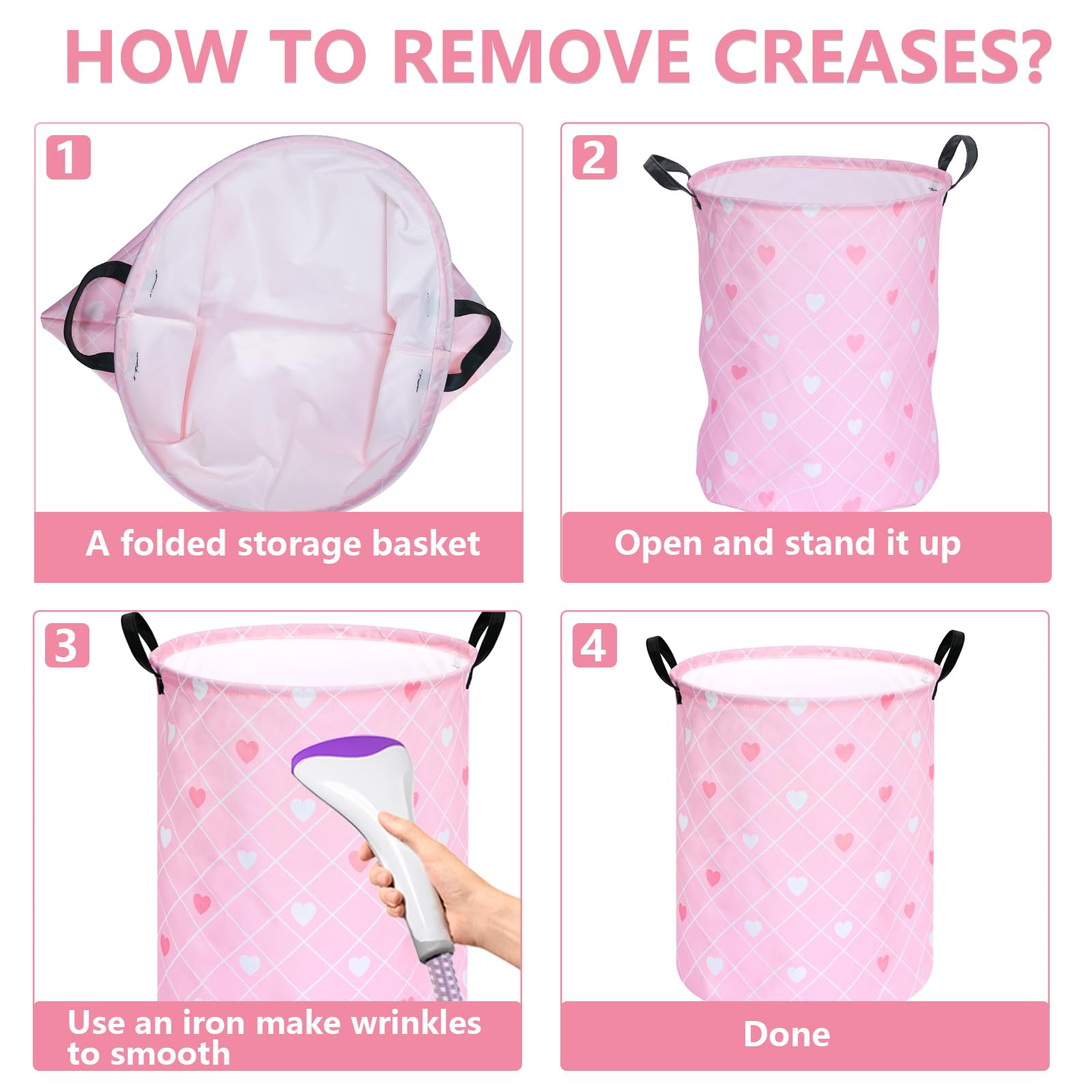 Kunro Round Heart Pattern Laundry Basket Hamper Kids Toys And Clothes Storage Basket Children Gift Basket Baby Toy Organizer Bin