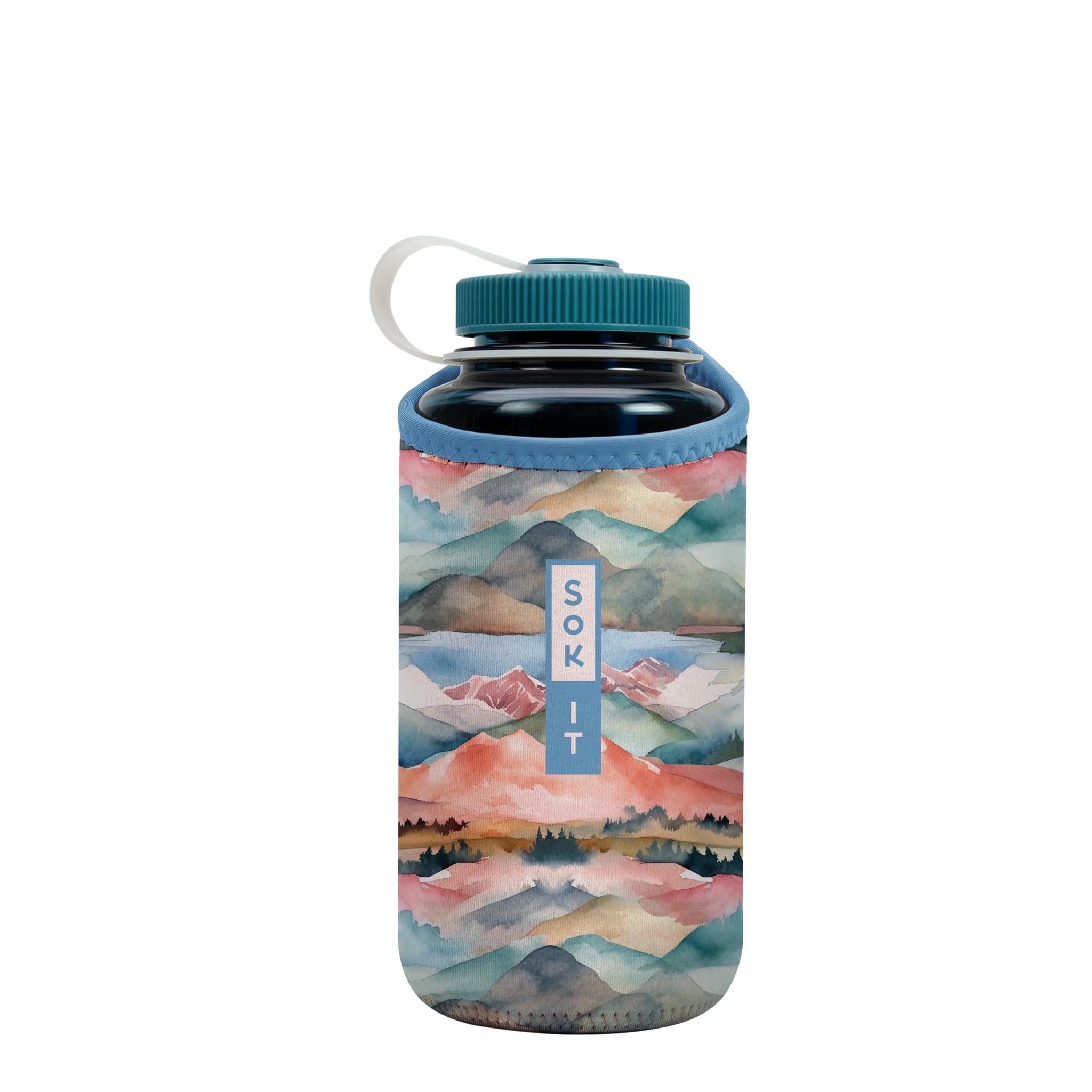 Sok It BotlSok Water Bottle Sleeve Insulated Neoprene Cover (Wanderlust Wonders, Fits 32oz Nalgene)