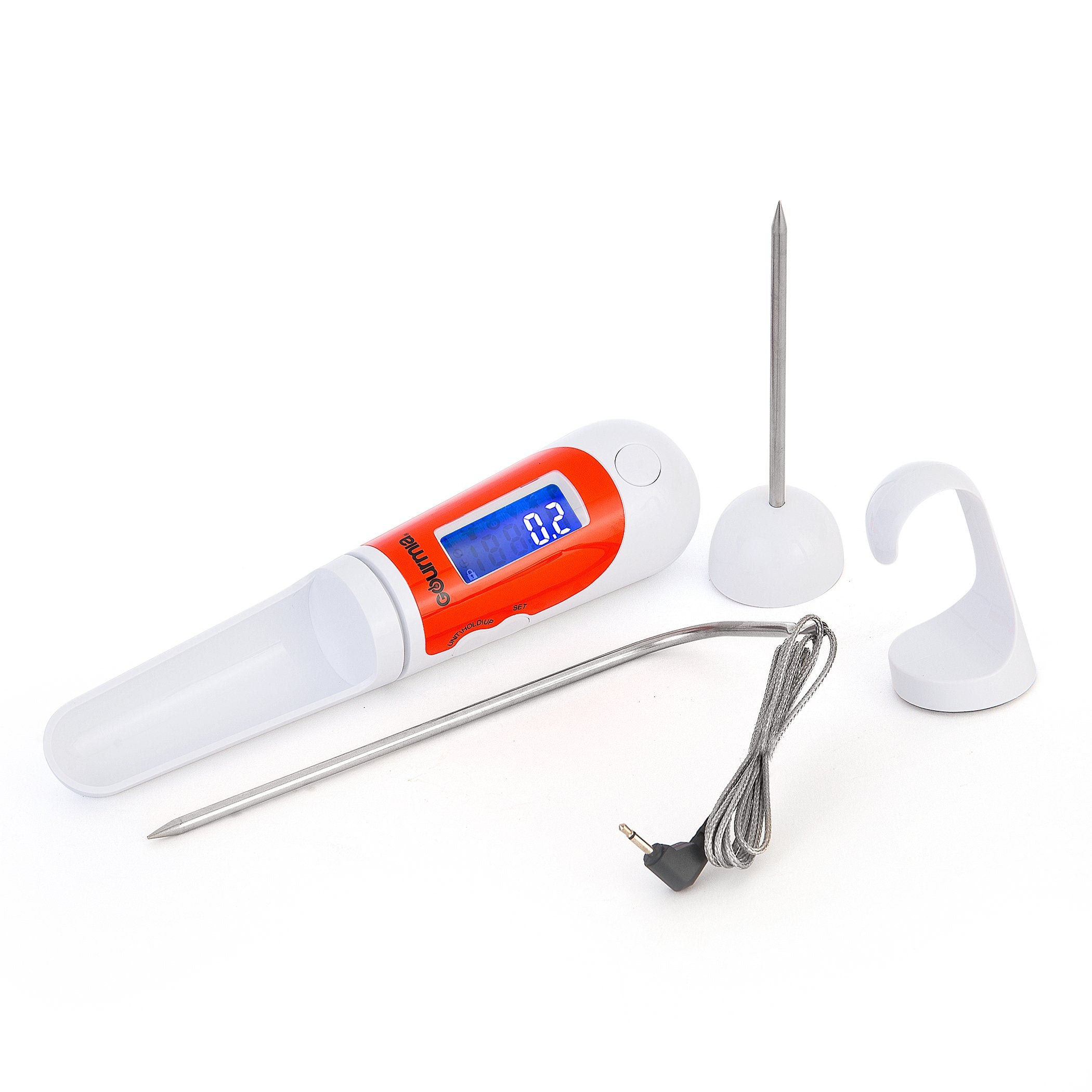 Gourmia Gks9120 3-In-1 Spoon Scale With Cooking Thermometer Interchangeable Kitchen Tool With Mini Scale, Corded Temperature Pro