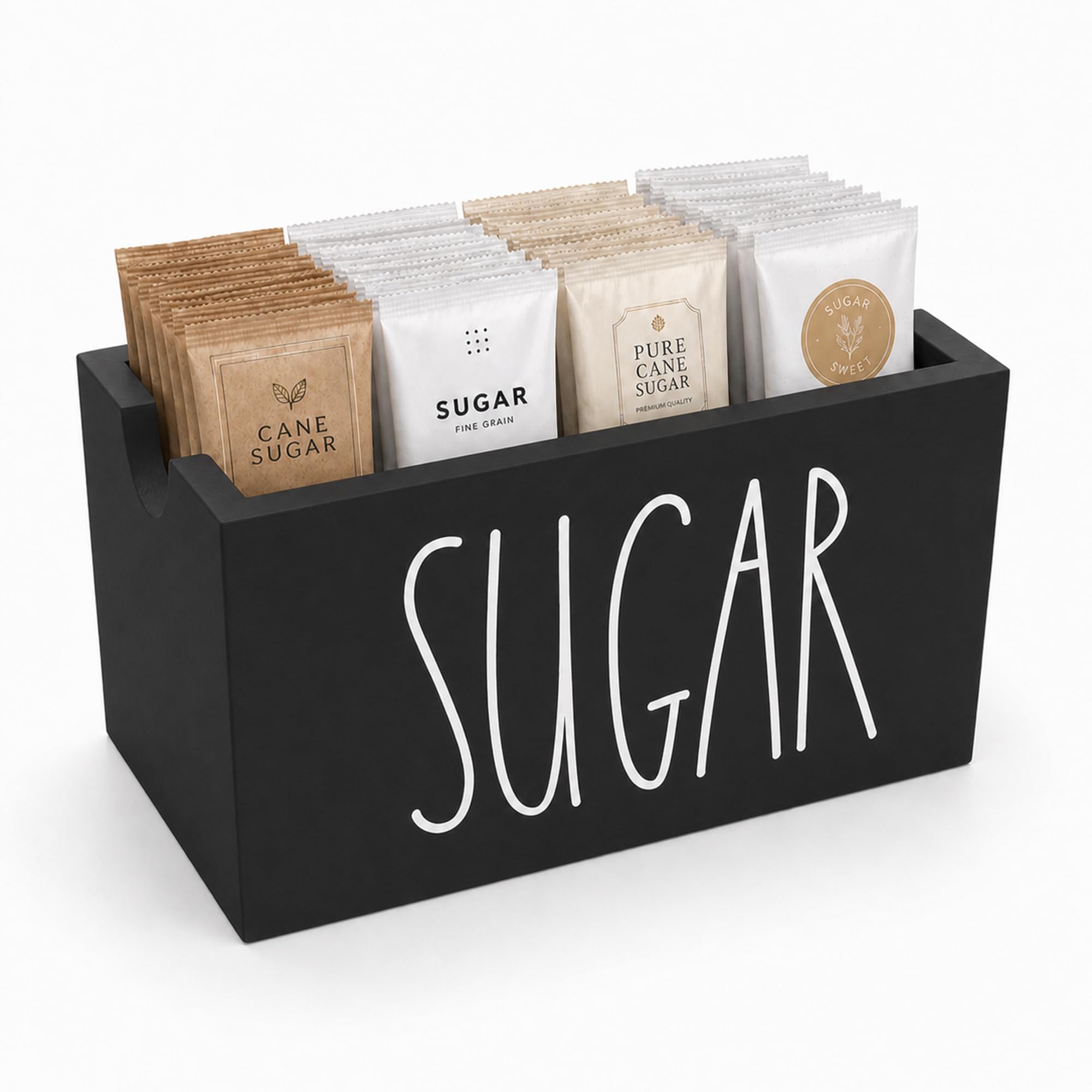 CHONIC Sugar Packet Holder for Coffee Bar, Farmhouse Sugar Packets Caddy, Wood Sugar Packet Container, Sugar Packets Dispenser, 
