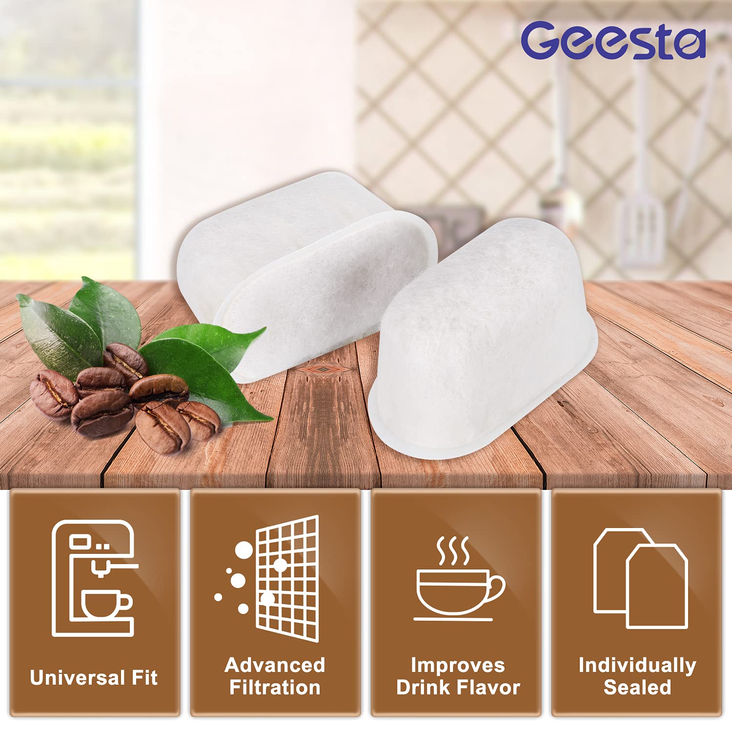 Geesta Premium 6-pack Water Filters For Replacement Breville BWF100 with Ion Exchange Resin inside  white  12.09 x 6.22 x 2.6 inches (FBA_Geesta03)