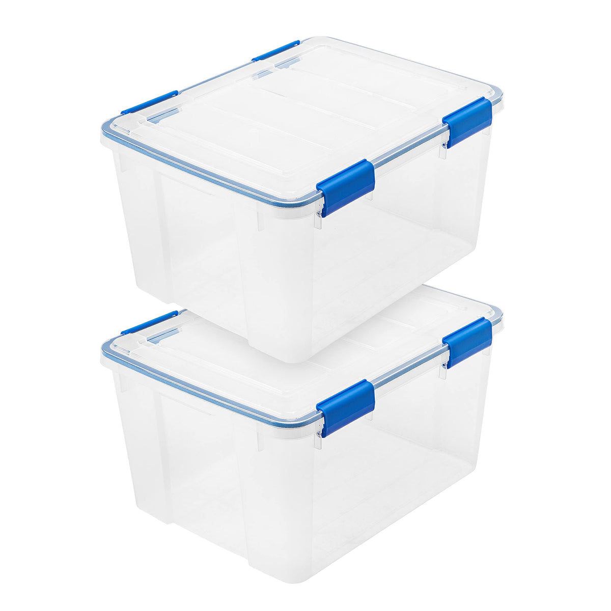 Iris Usa Weatherpro 44 Qt Storage Bins With Lids, 2 Pack, Bpa-Free Plastic Gasket Box With Tight Latch And Seal, Stackable Nesta
