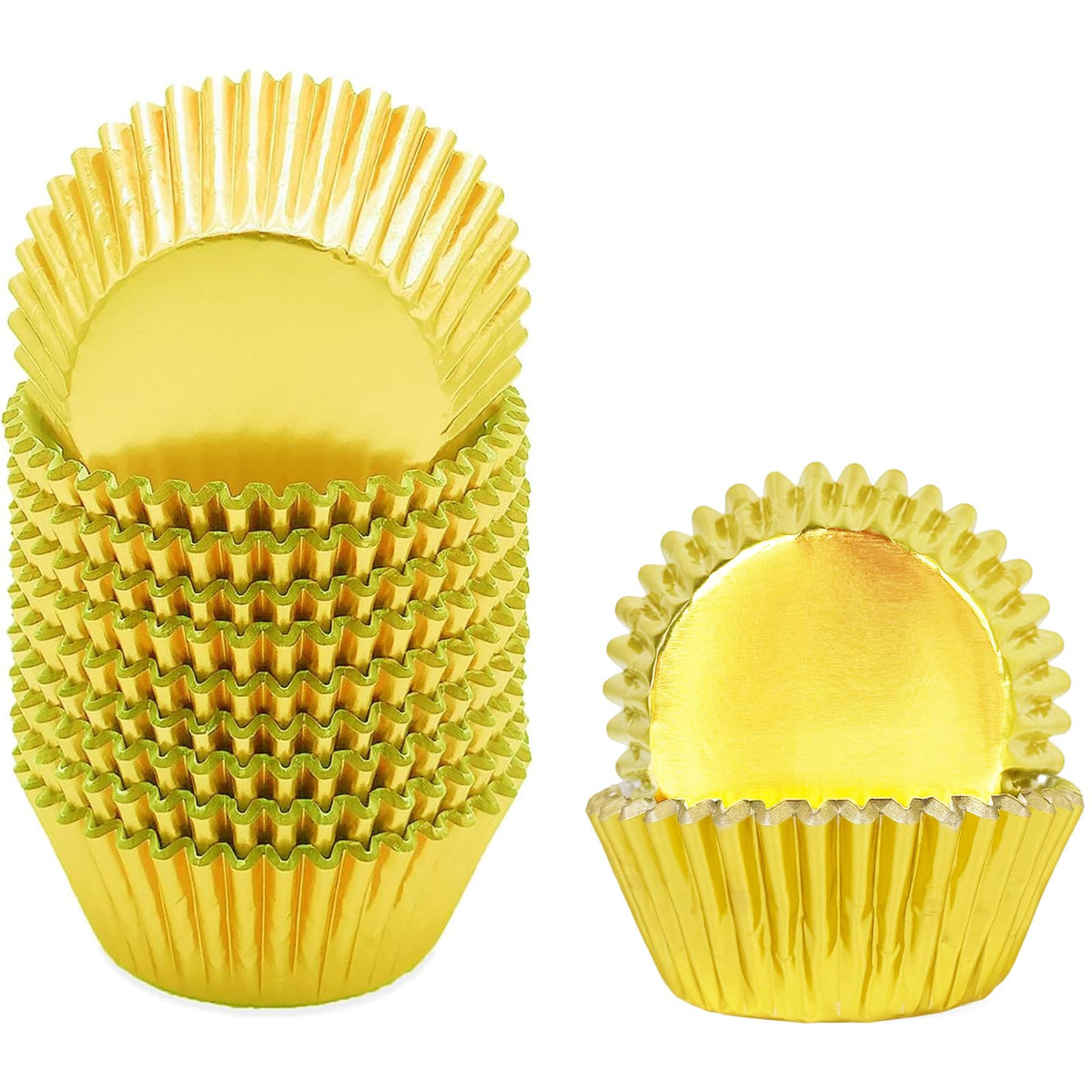 Qiqee Gold Foil Cupcake Liners For Baking 300 Count Baking Cups Thick & Sturdy, Oil Resistance,Muffin Liners Paper(Standard Size
