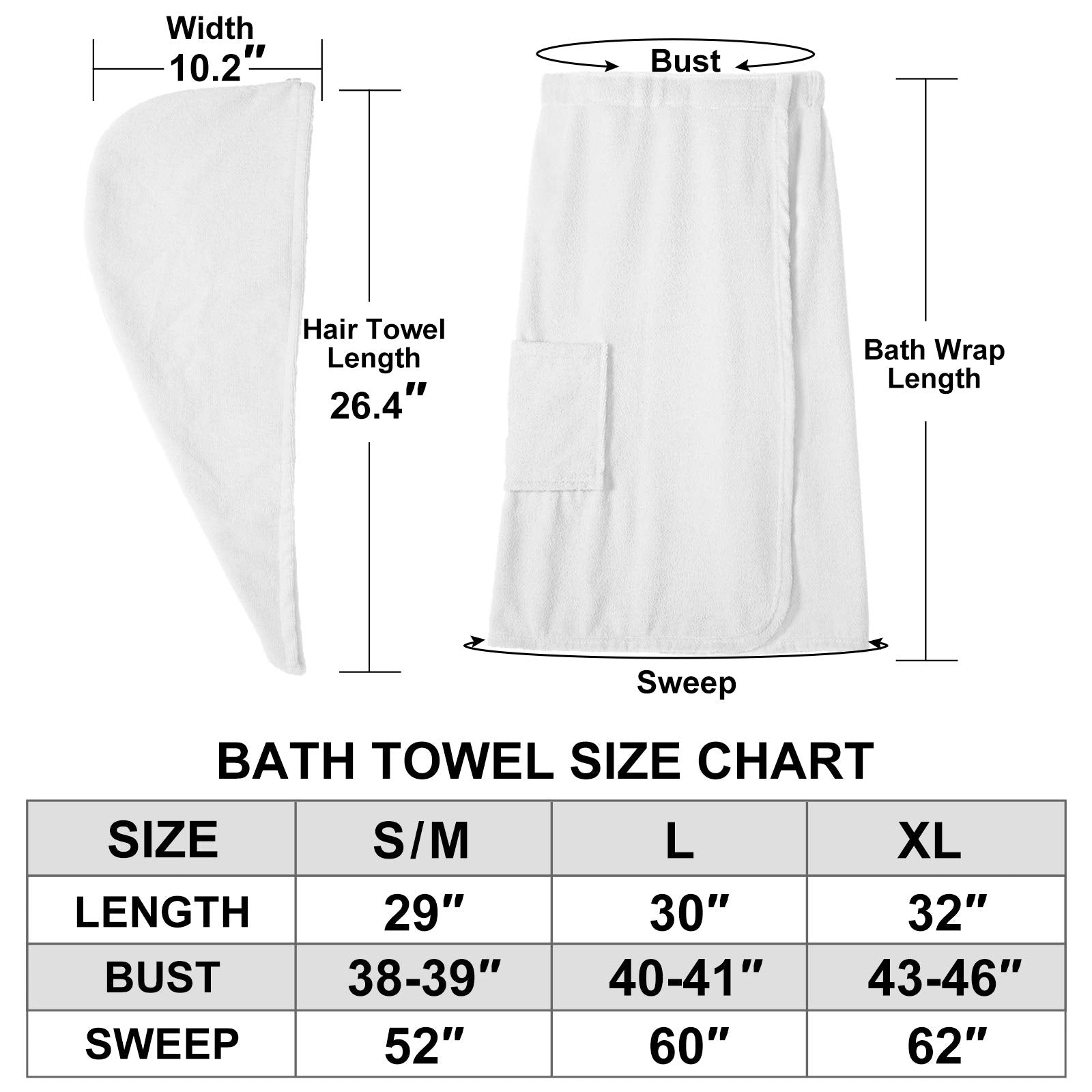 Orrpally Women Shower Wrap Robe Bath Wrap Towel Spa Body Wrap Adjustable Closure Bathrobe White Xl