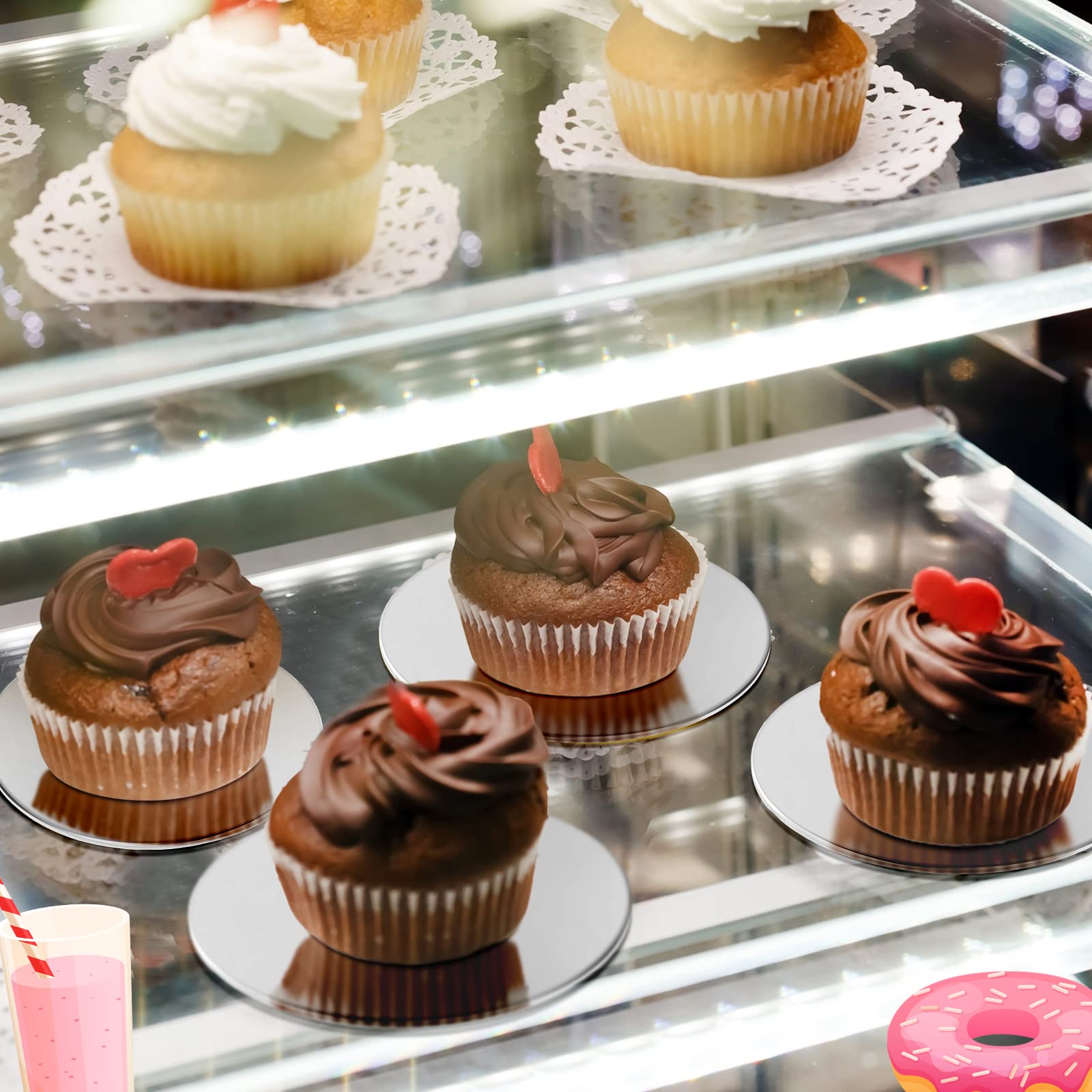 Cake Boards Round 4 Inch Mini Cake Circle Base Boards Disposable Cardboard Cake Plate Round Coated Cakeboard For Kitchen Baking