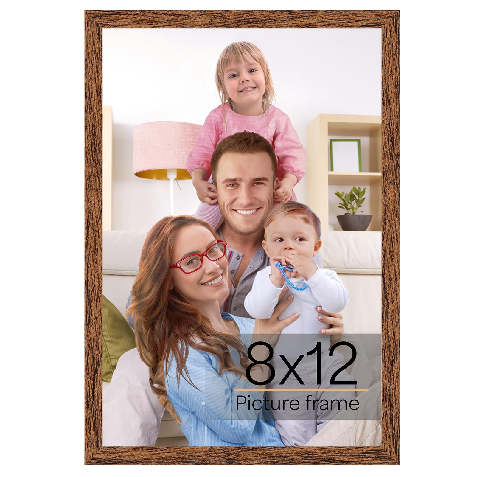 Giftgarden 8x12 Picture Frame Walnut Brown, 8 by 12 Thin Photo Frame for Wall Tabletop Display, Single