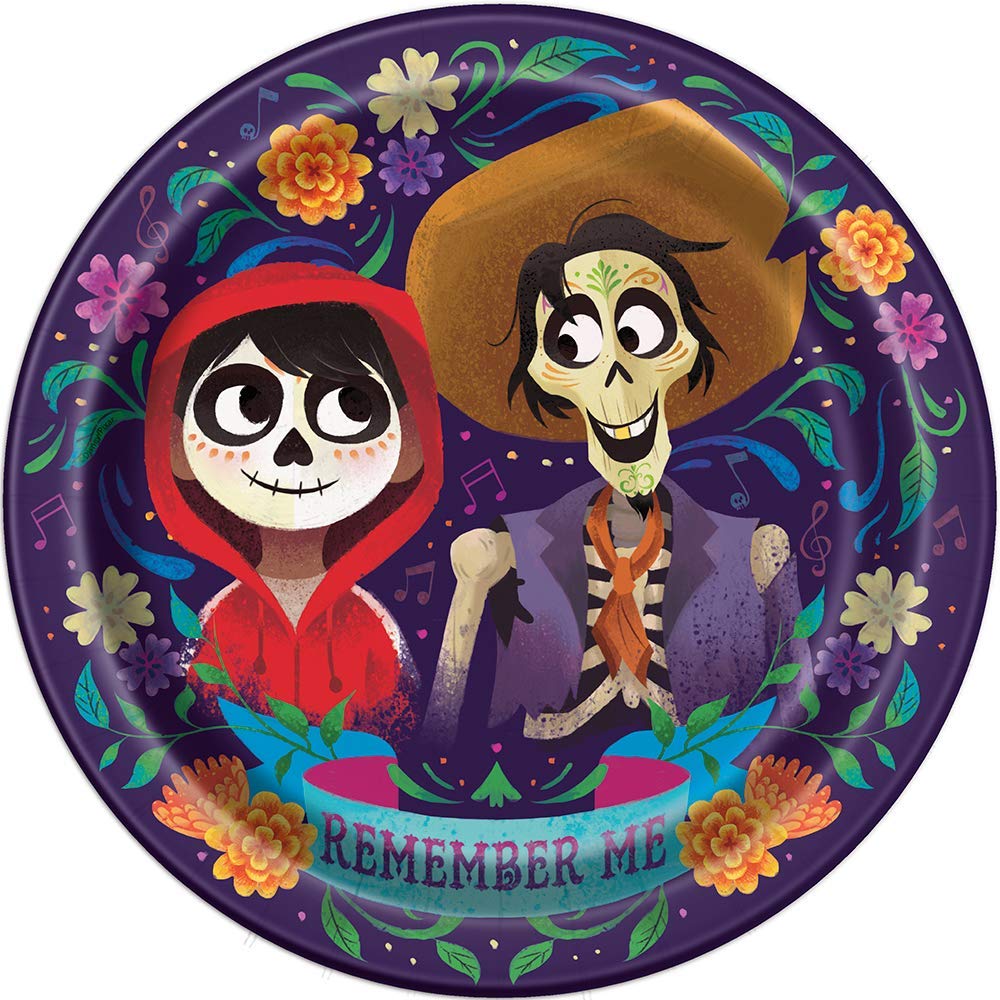 Unique Multicolor Disney Coco Round Dinner Plates (9'') 8 Count - Vibrant, Fun, & Durable, Perfect For Kids Parties & Disney The