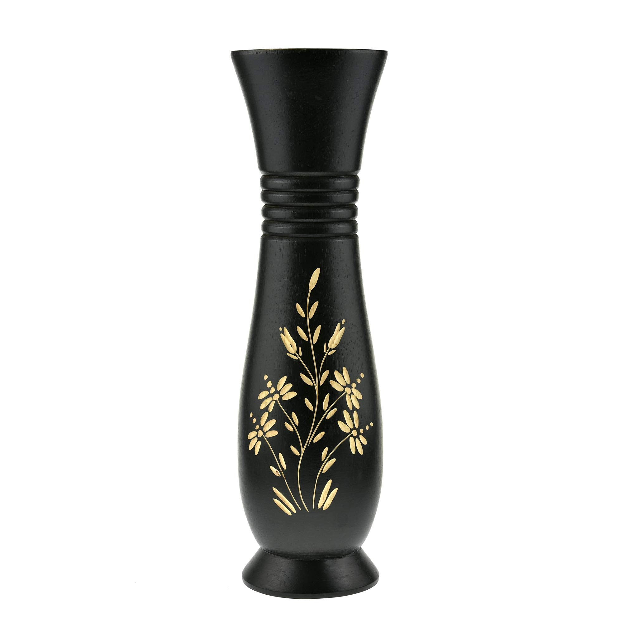 Decorative Flower Garden Black and Natural Mango Tree Wooden Vase