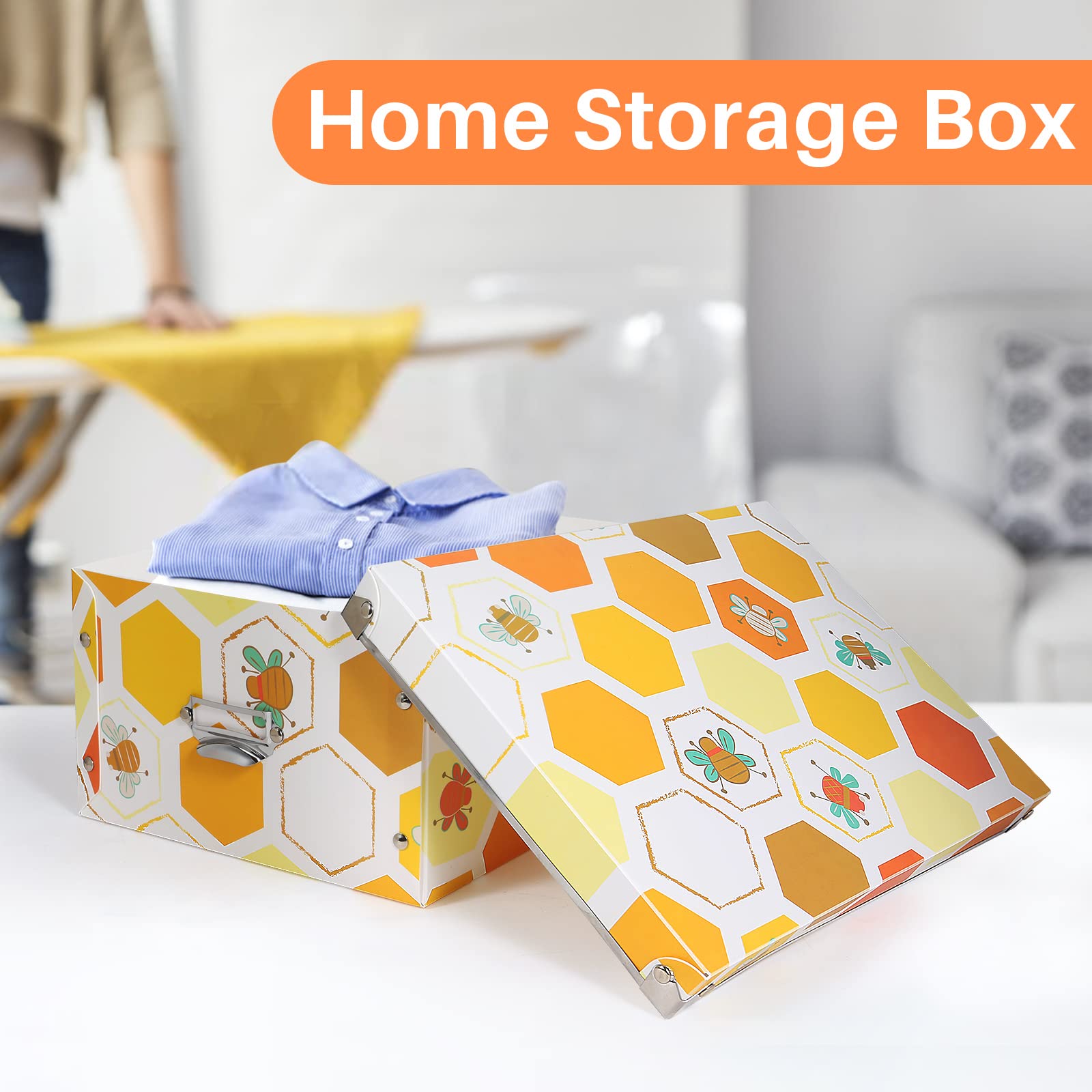 XUCHUN Plastic Decorative Storage Plastic Box with Lids for Toys/Closet Foldable Storage Bins  3 Pack/Set