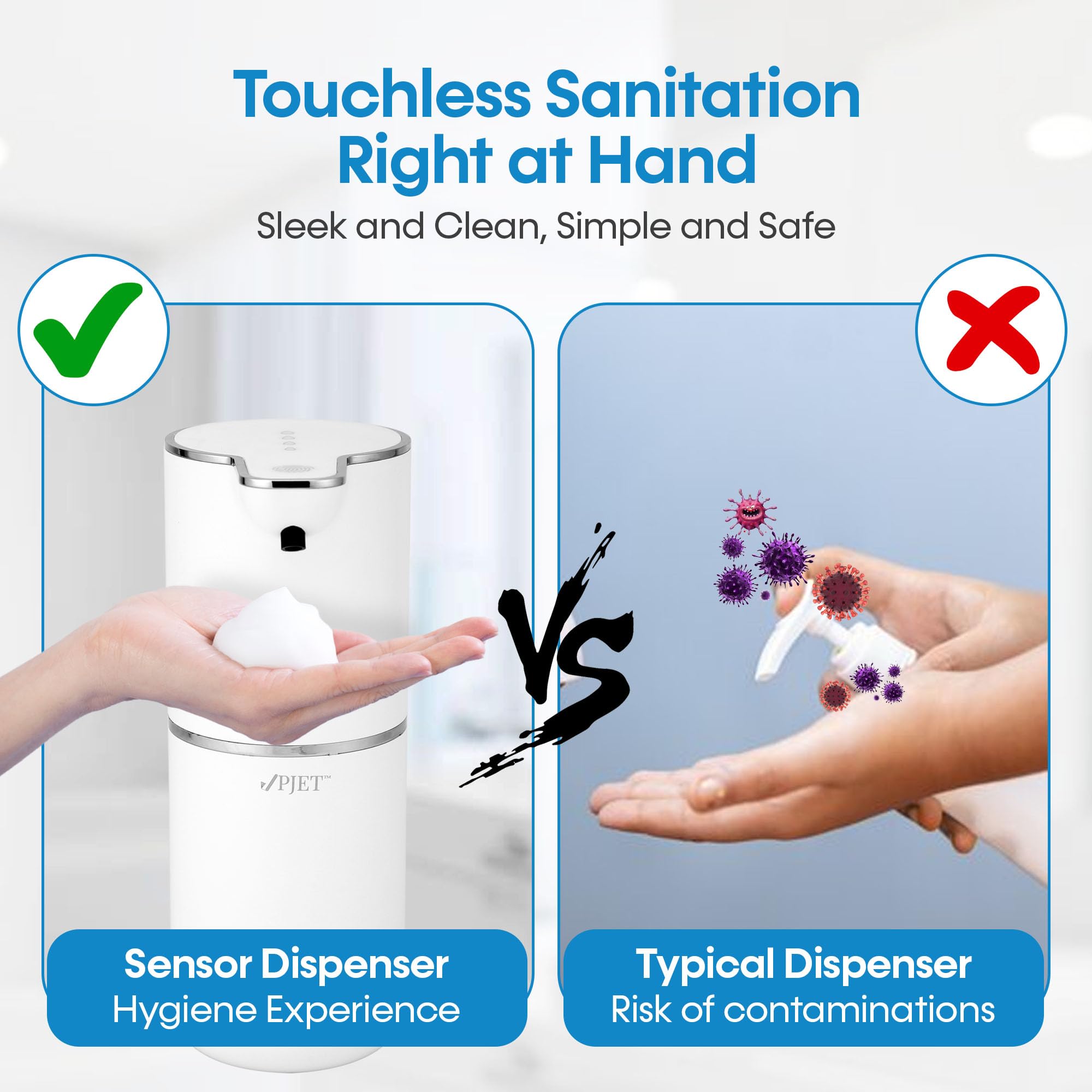 Pjet Automatic Foam Handwash Dispenser | Smart Touchless Soap Holder For Bathroom, Office, Kitchen (350 Ml) Plastic