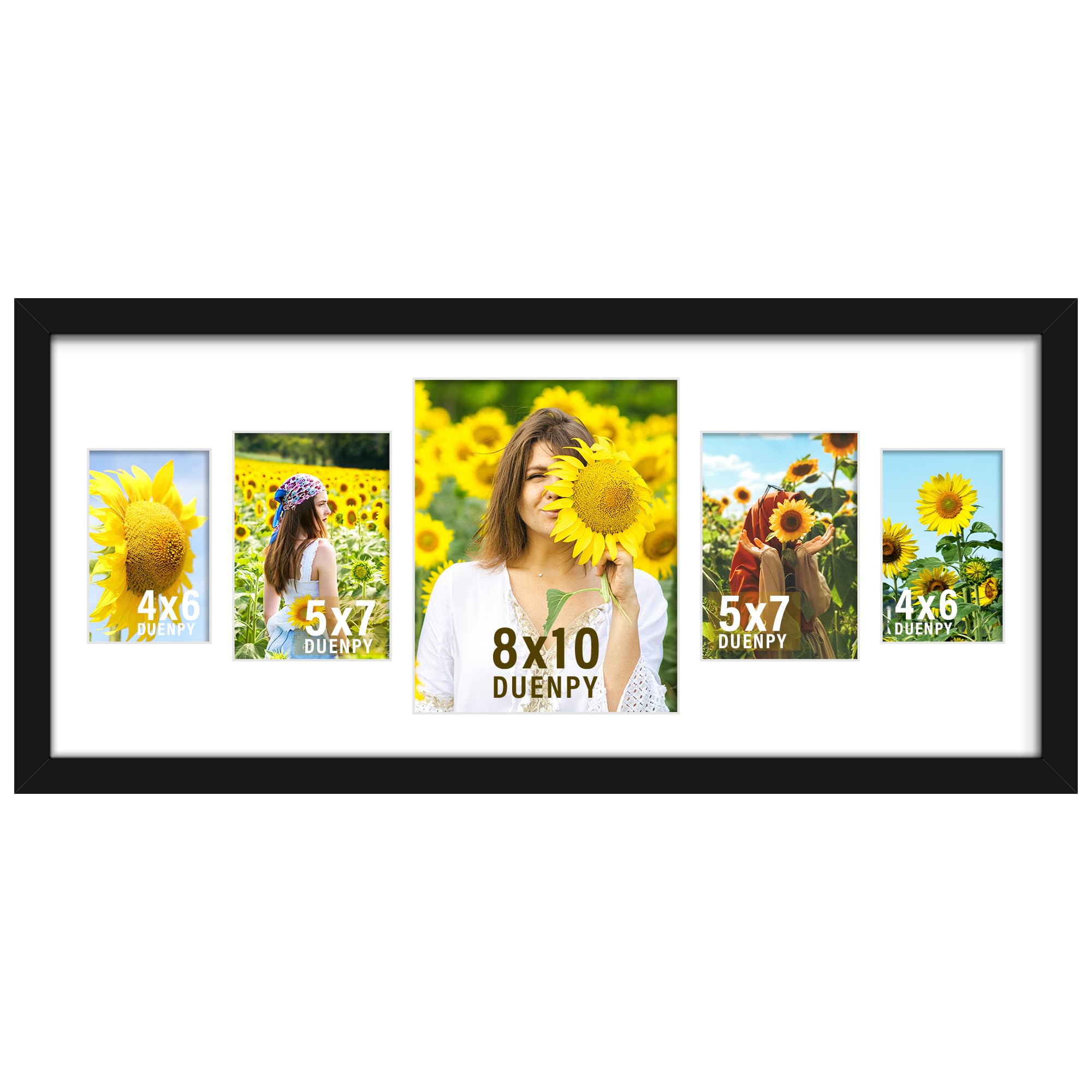 DUENPY 12x28 Collage Picture Frames Display One 8x10 Inch and Two 5x7 and Two 4x6 Photos Collage Wall Decor Wall Hanging or Tabl