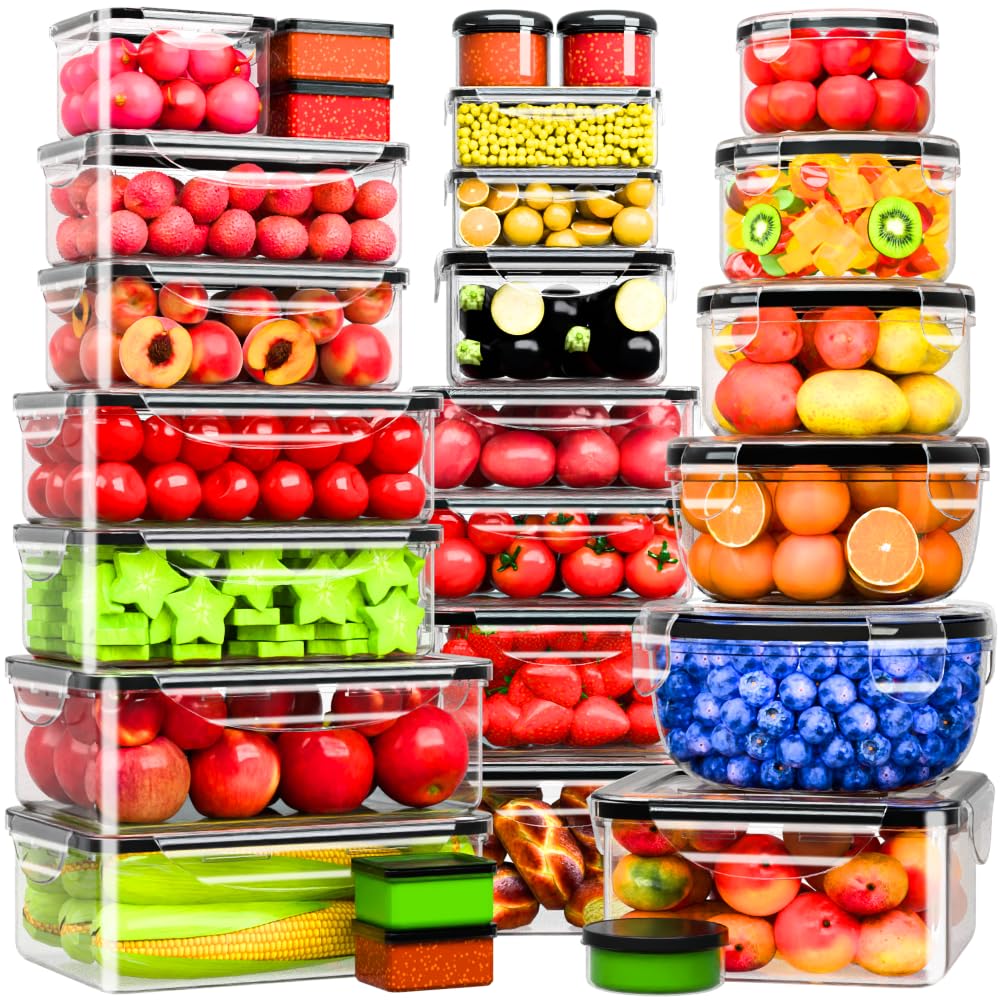 54 Pcs Food Storage Containers with Lids Airtight, (27 Containers &27 Lids) Reusable BPA-Free Plastic Food Containers for Kitche