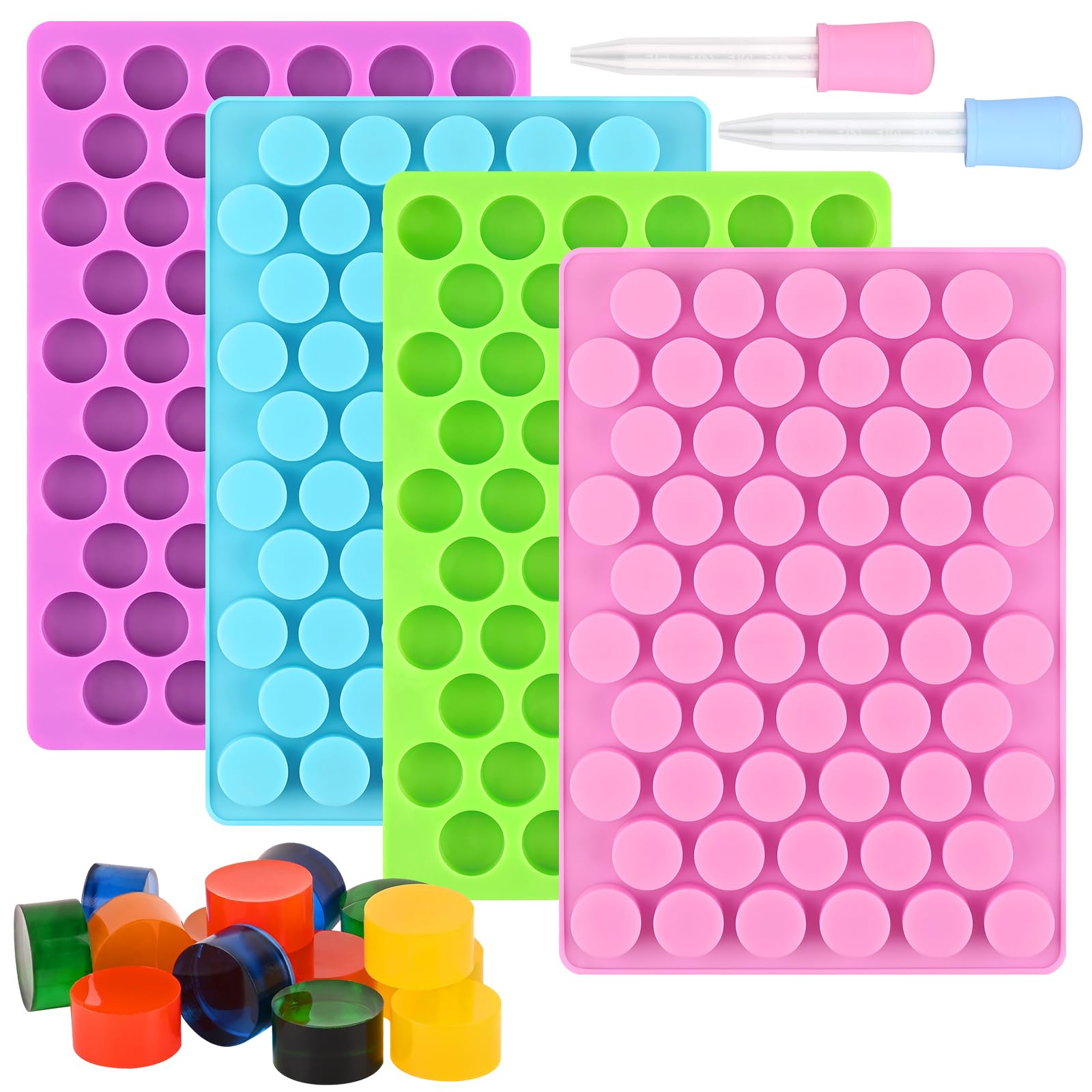 Sakolla Round Candy Molds Silicone, 220 Cavities Mini Cylinder Molds for Chocolate, Hard Candy, Gummy, Ganache, Ice Cubes, Set o