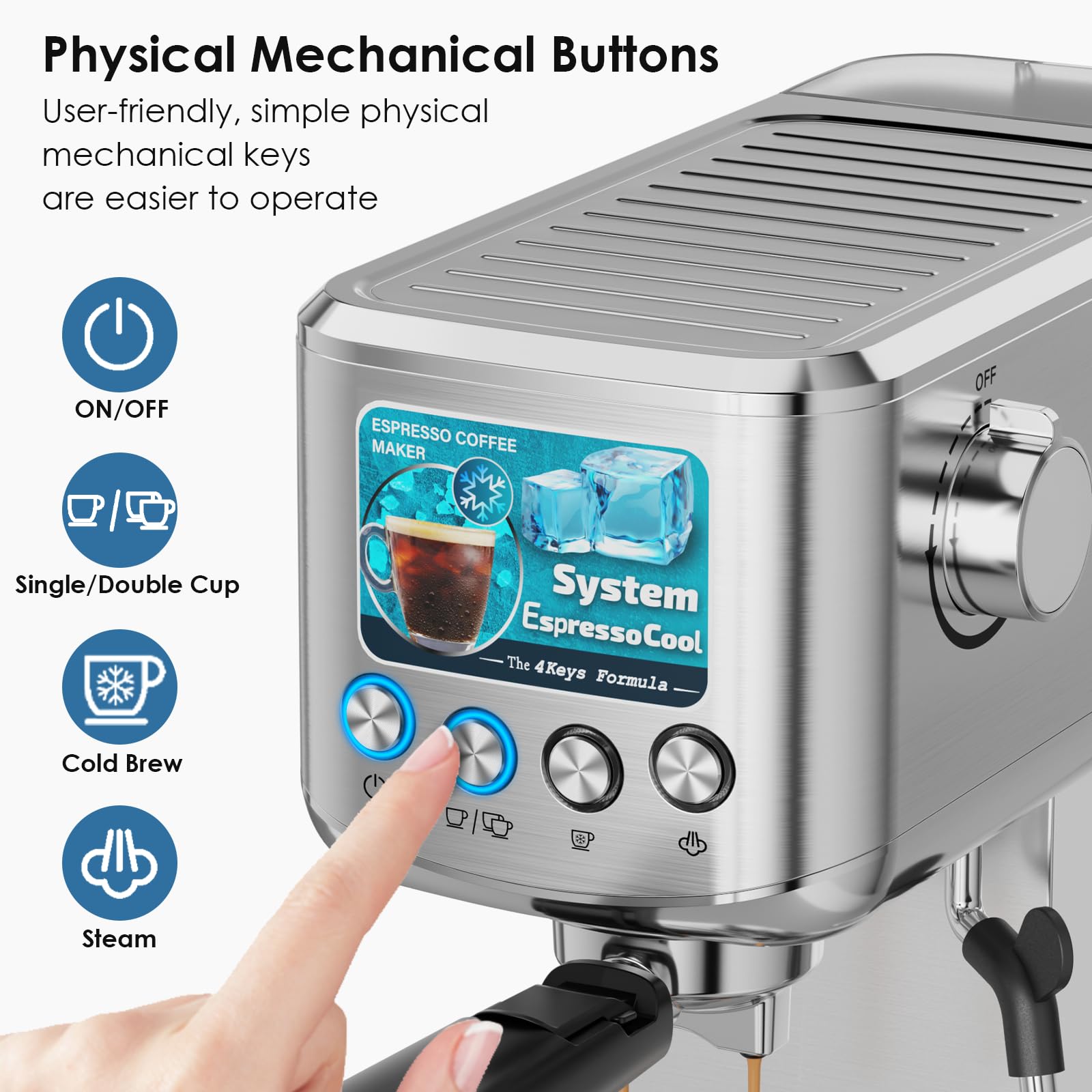 Sowtech Espresso Machine 20 Bar,Professional Espresso Maker With Milk Frother,Expresso Coffee Machine With 42 Oz Removable Water