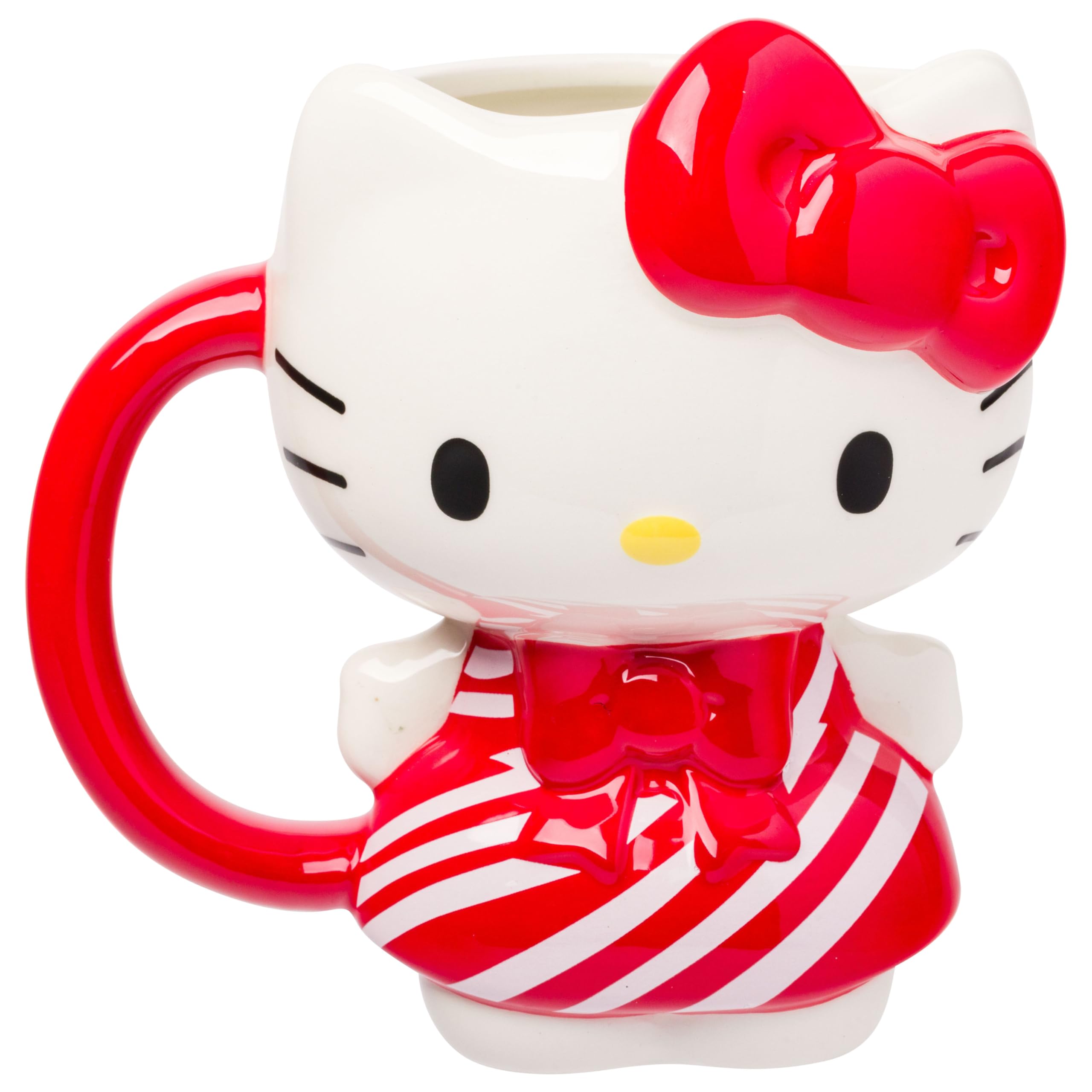 Silver Buffalo Sanrio Hello Kitty Candy Cane 3D Sculpted Ceramic Mug, 20 Ounces