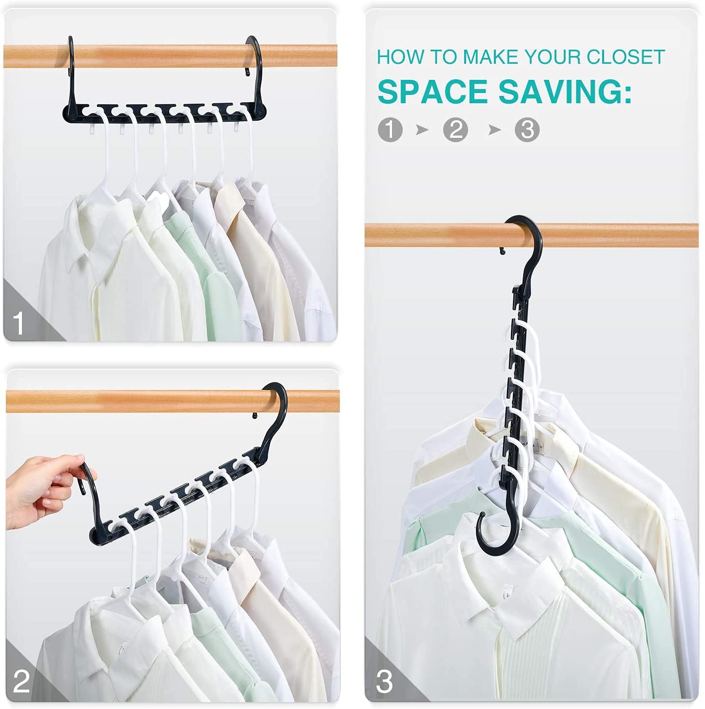 House Day Sturdy Plastic Space Saving Hangers Cascading Hanger Organizer Closet Space Saver Multi Hangers For Heavy Clothes, Clo