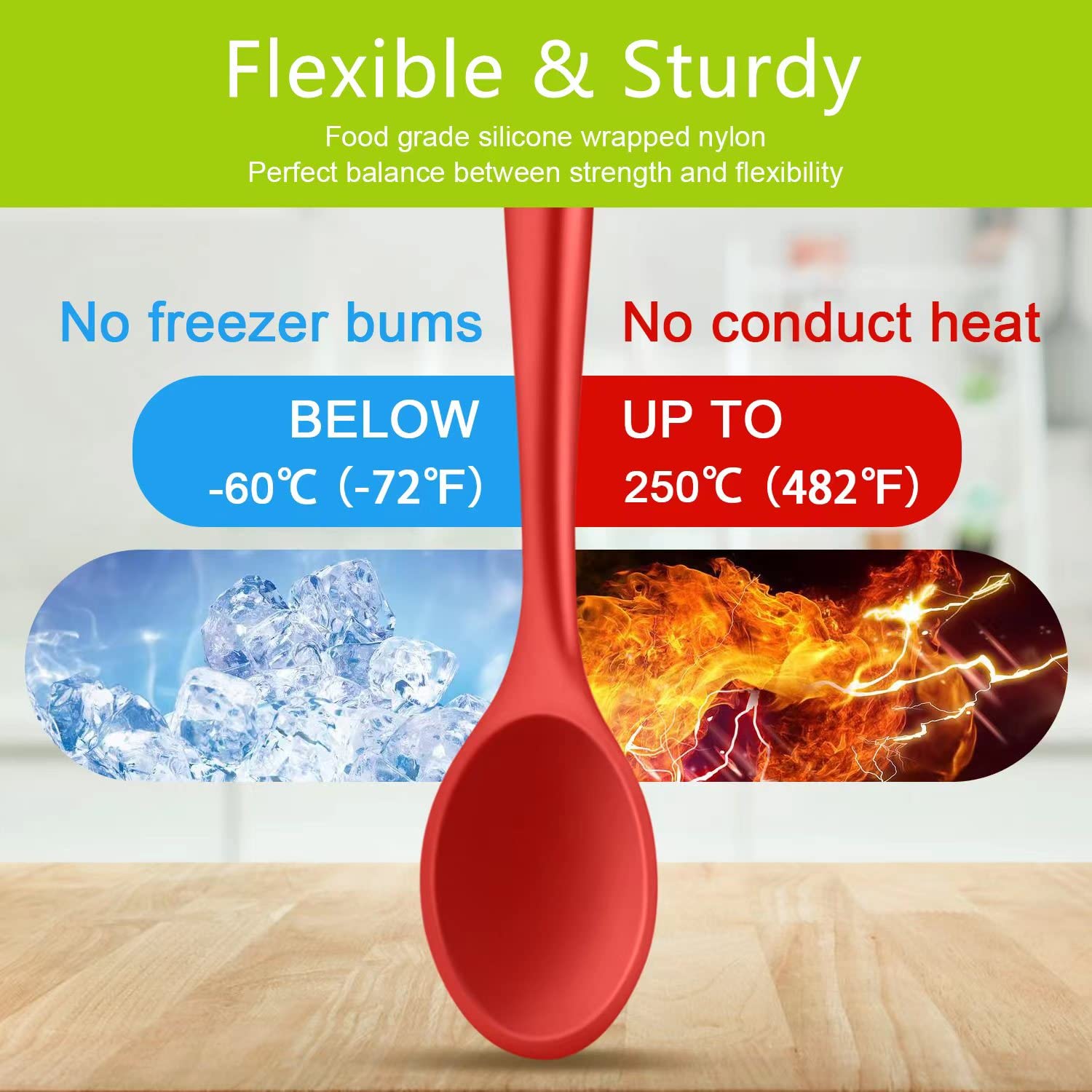 Armrouns 4Pcs Small Silicone Spoons Nonstick Kitchen Spoon Silicone Serving Spoon For Eating Stirring Spoon For Kitchen Cooking