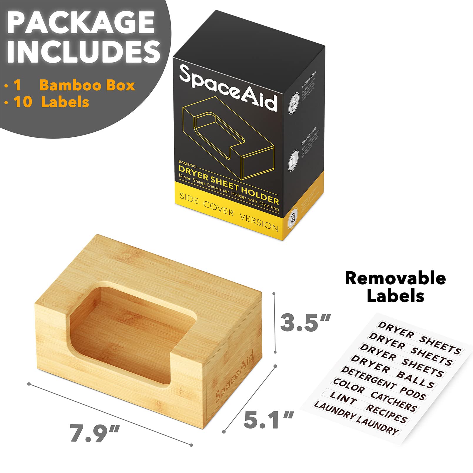 Spaceaid Dryer Sheet Holder With Opening And Labels, Laundry Softener Dryer Sheets Dispenser For Home Laundry Room Farmhouse Dec