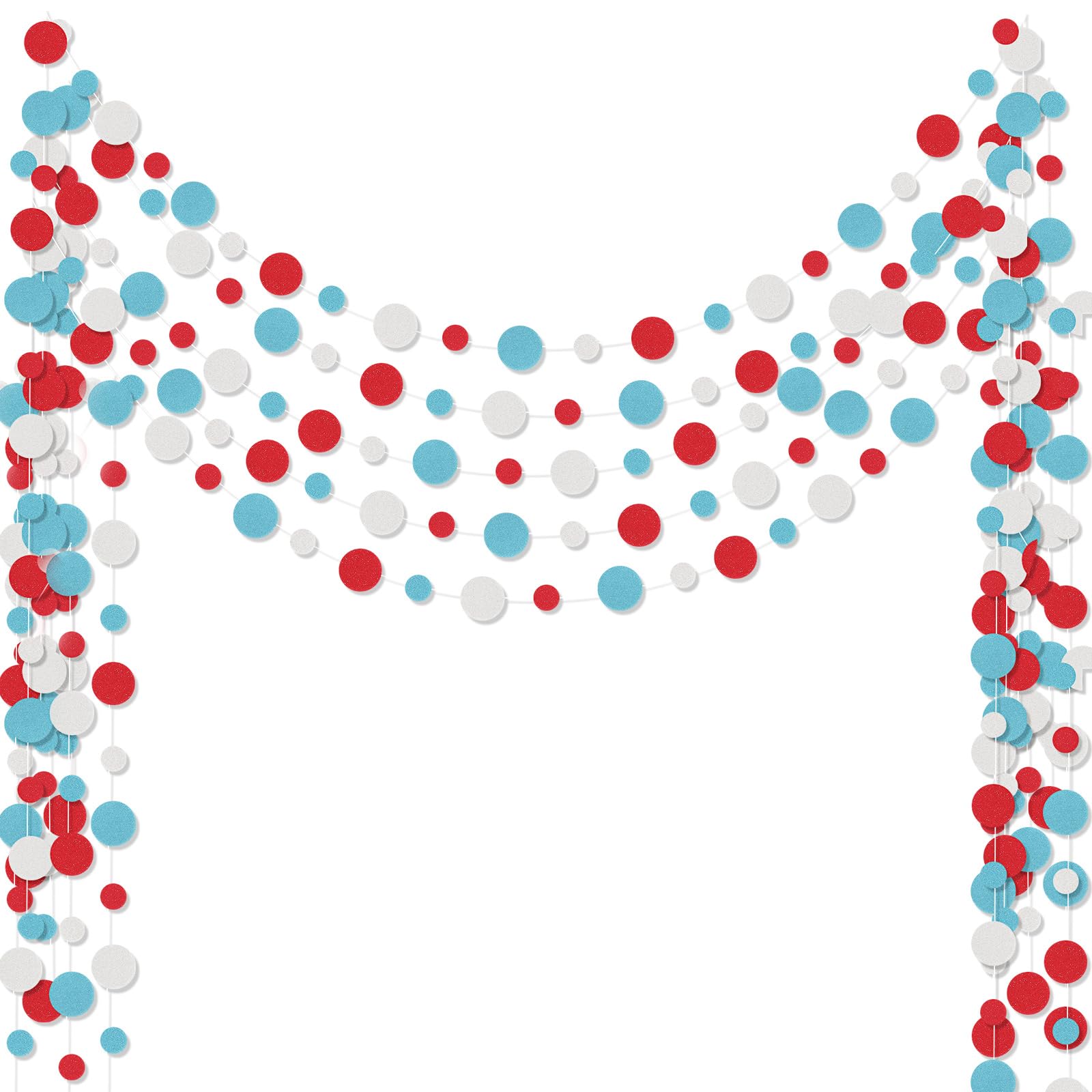 Outus 5 Pieces Colorful Dots Paper Garland Christmas Decor Round Glitter Hanging Confetti Streamers Backdrop for Candy Birthday 