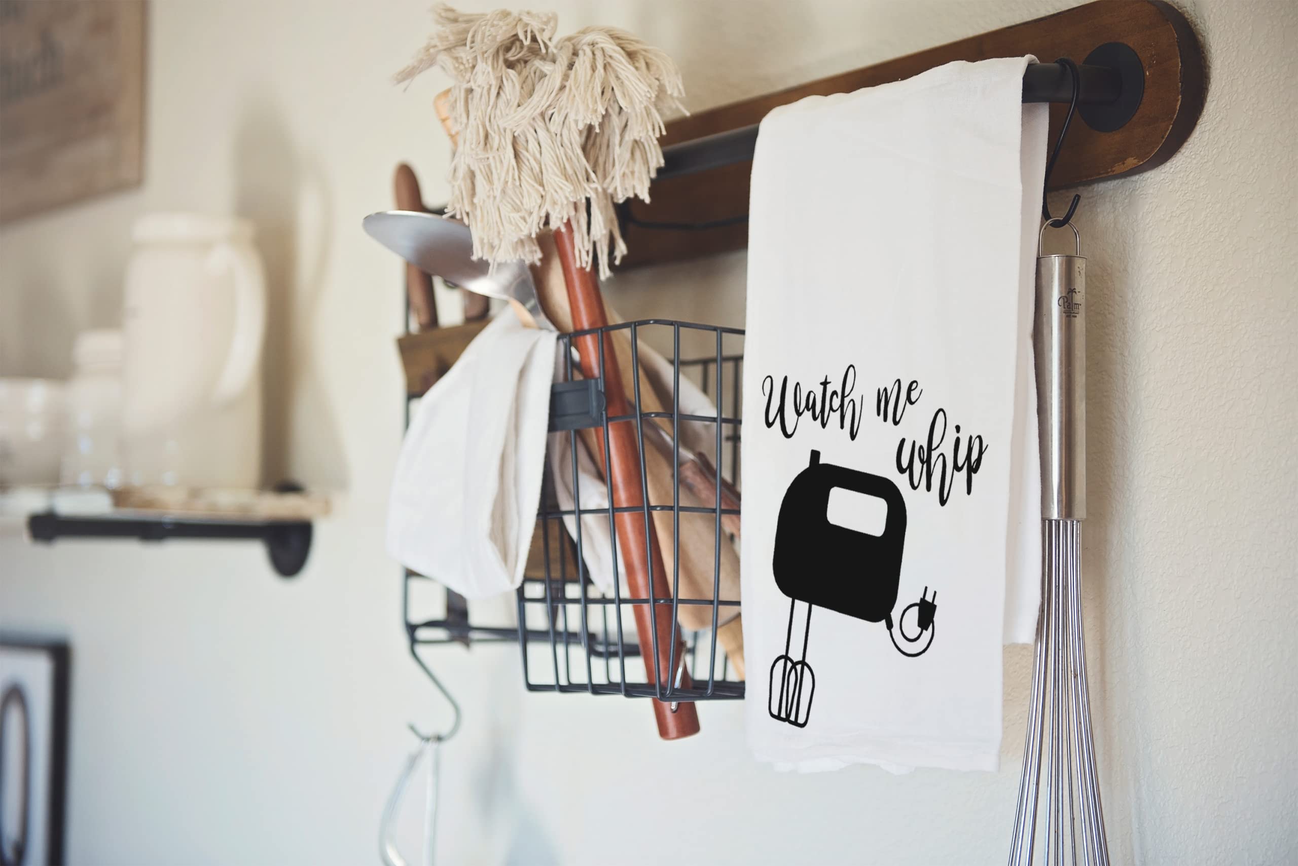 Handmade Funny Kitchen Towel - Kitchen Puns Funny Hand Towel For Baker, Watch Me Whip - 28X28 Inch Perfect For Chef Housewarming