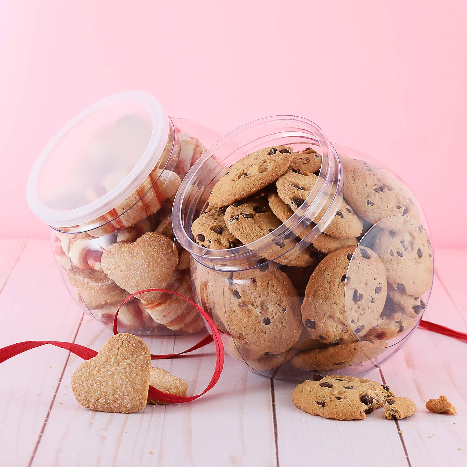 Dilabee Plastic Candy Jars With Lids For Candy Buffet - 3 Pack 48 Oz Clear Cookie Jars For Kitchen Counter, Laundry Pods Contain