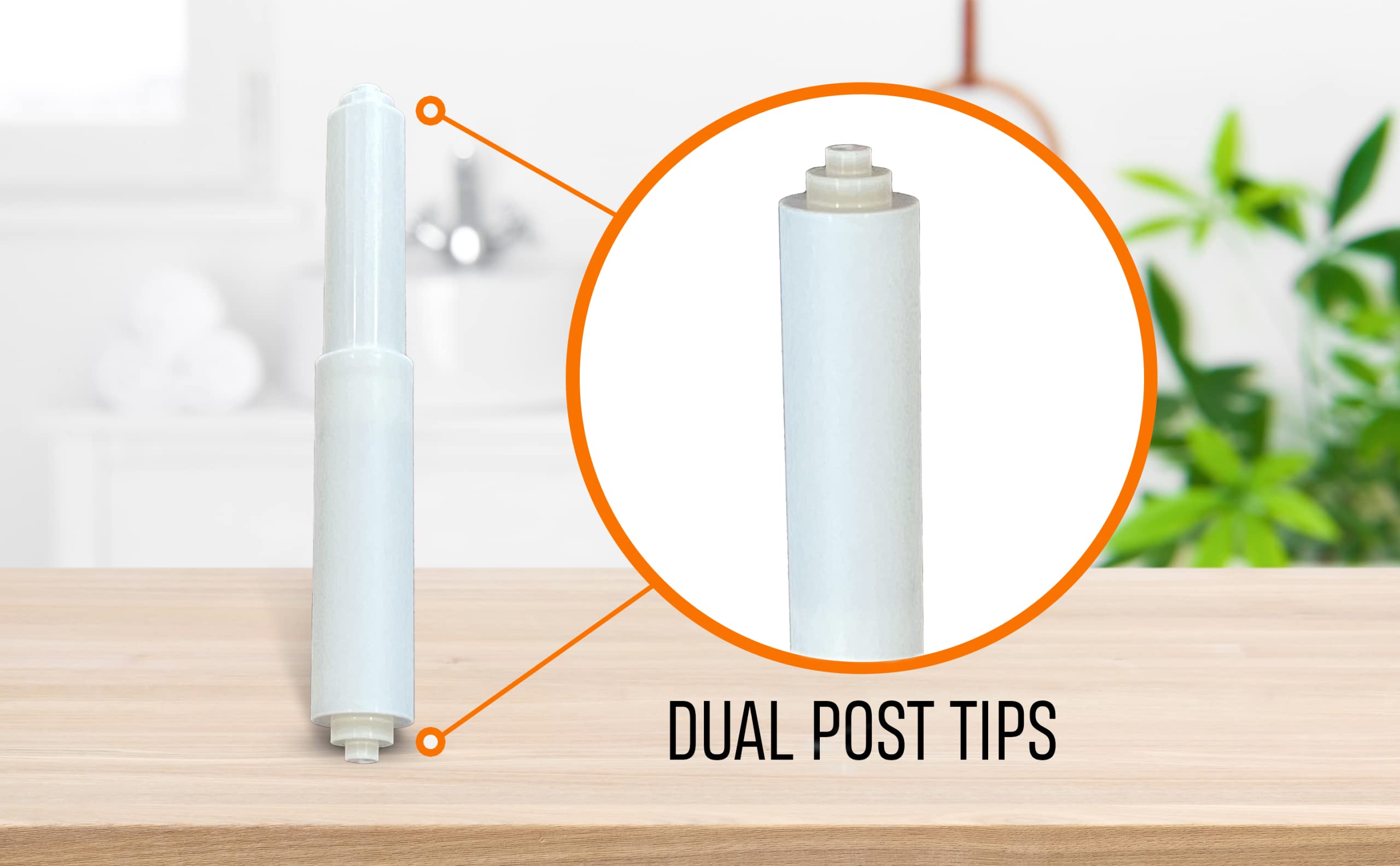 Toilet Paper Roller Holder (7 Inch) White - Plastic (Spring Loaded) Replacement Spindle Rod - Roll Extender Fits Extra Large Bat