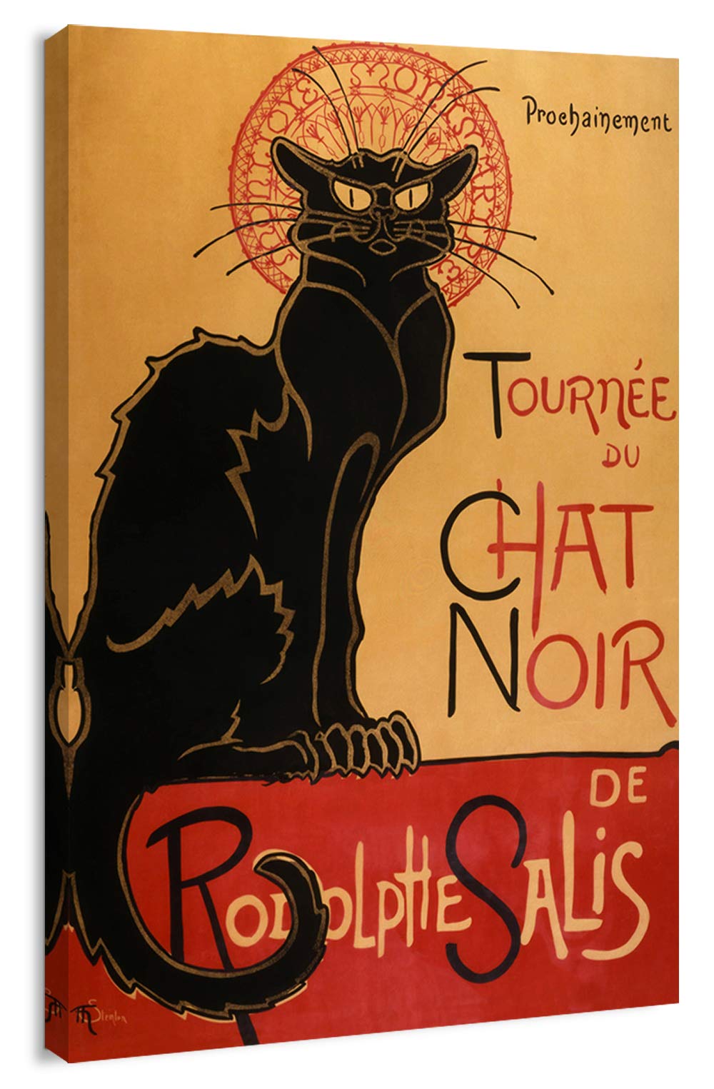 Artprints1Stop Canvas Print Wall Art - Tour Of Rodolphe Salis' Chat Noir Classic Vintage Black Cat Post By Th  Ophile Steinlen -
