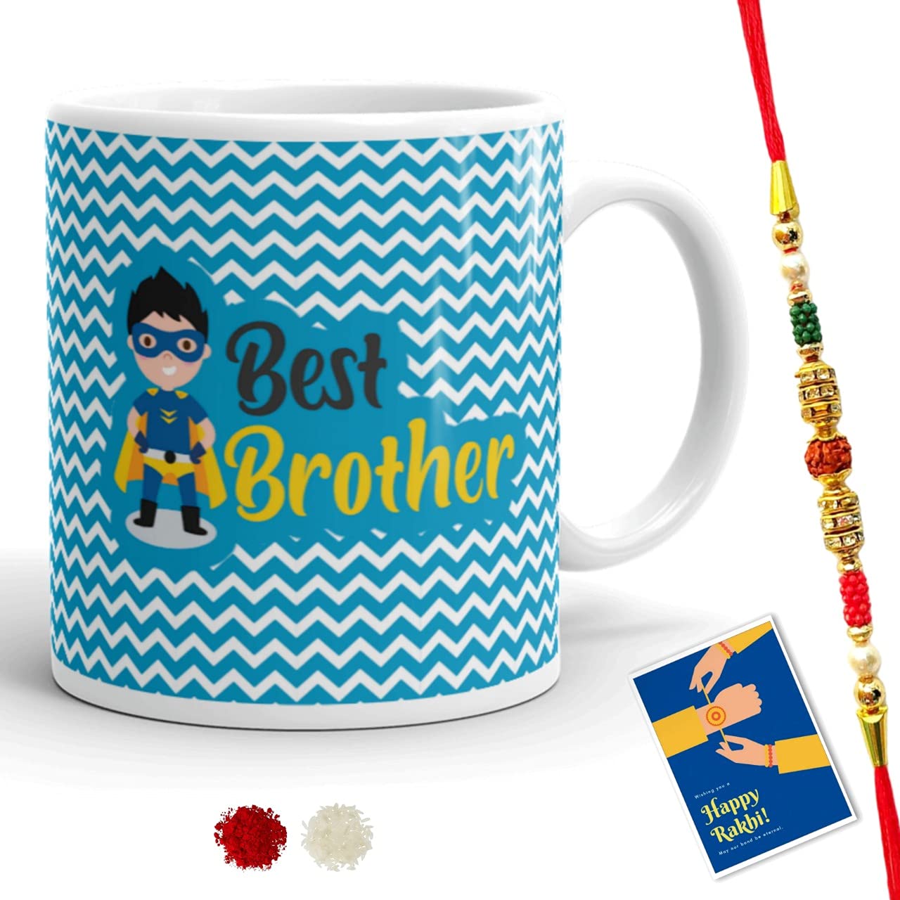 bestylishart Ceramic Best brother Coffee Mug Rakhi Gift Set for Brothers and Sister on Raksha Bandhan