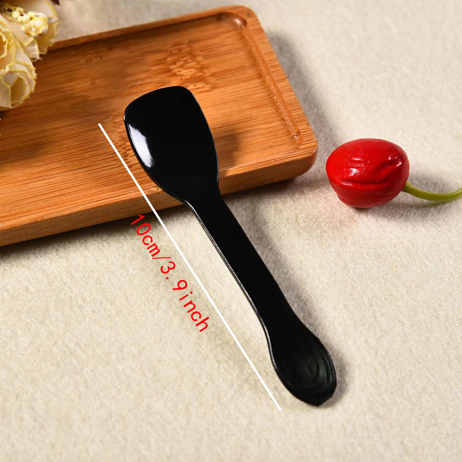 100 Pieces Ice Cream Scoops, Independent Packaging Disposable Cake Spoon, Plastic Yogurt Pudding Spoon, Ice Cream Spoon (Black)