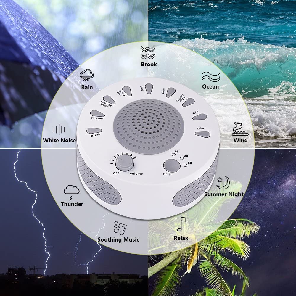 KozyOne White Noise Machine - 27 Natural Sounds, Sleep Therapy, 1 Count, White, Model BD16051