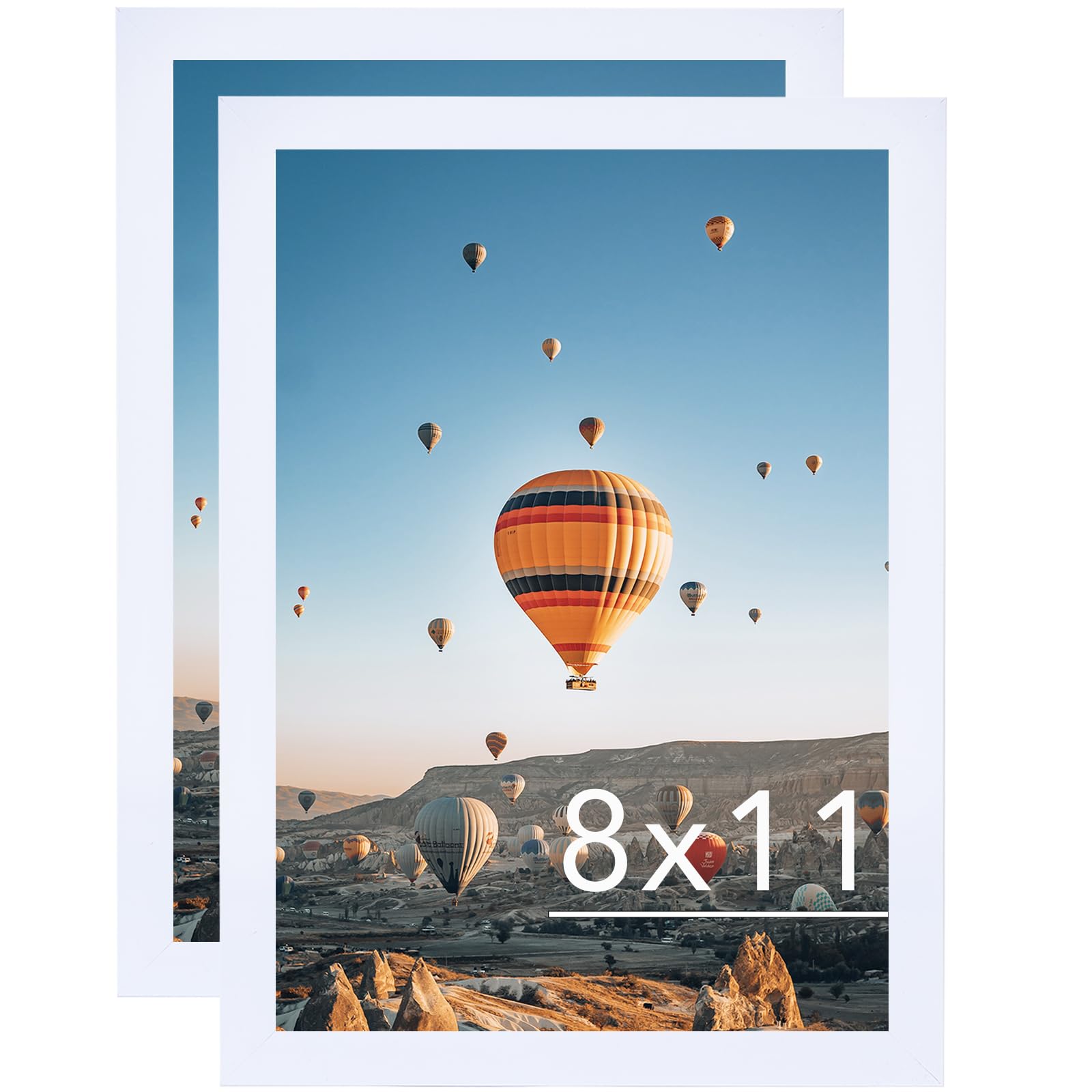 JCJMY 8x11 Picture Frame Set of 2 White for Wall Hanging or Tabletop- Wall Mounting Horizontally or Vertically, 8 x 11 Wall Gall
