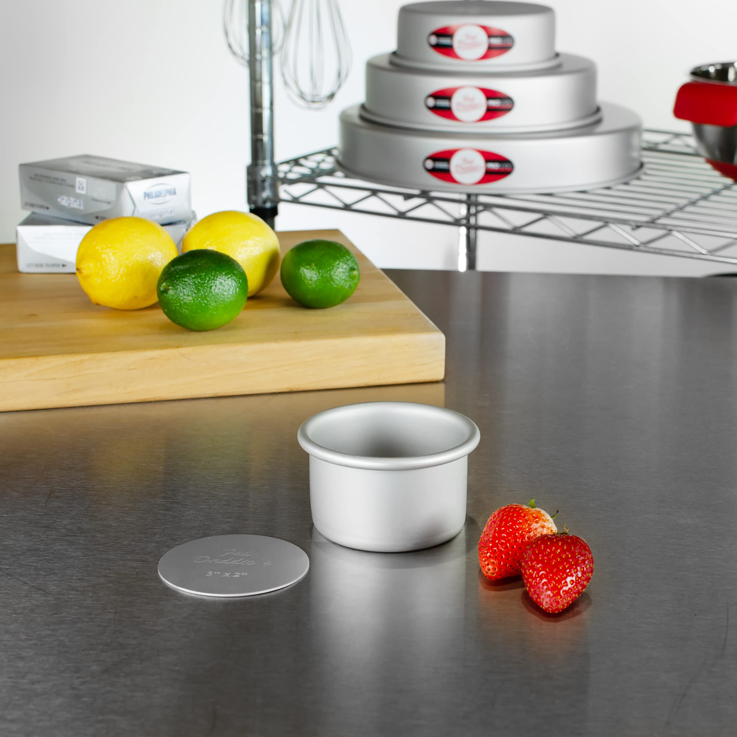 Fat Daddio'S Pcc-32Set Anodized Aluminum Round Cheesecake Pan With Removable Bottom, 3 X 2 Inch, Set Of 2