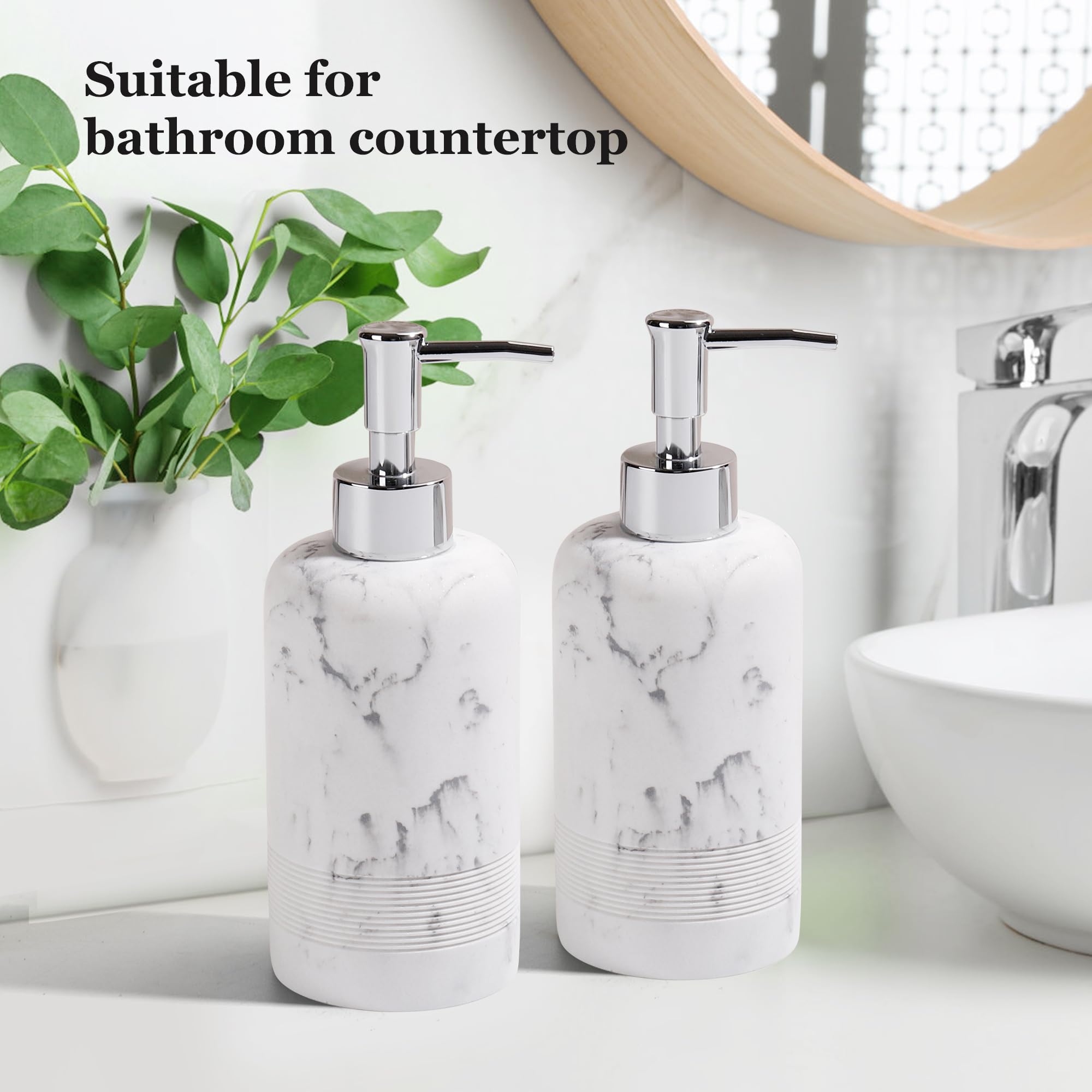 Ymxyjm 2Pcs/Set Hand Soap Dispenser Sets - 10.8Oz Refillable Resin Liquid Soap Dispensers With Rust-Proof Pump For Bathroom Coun