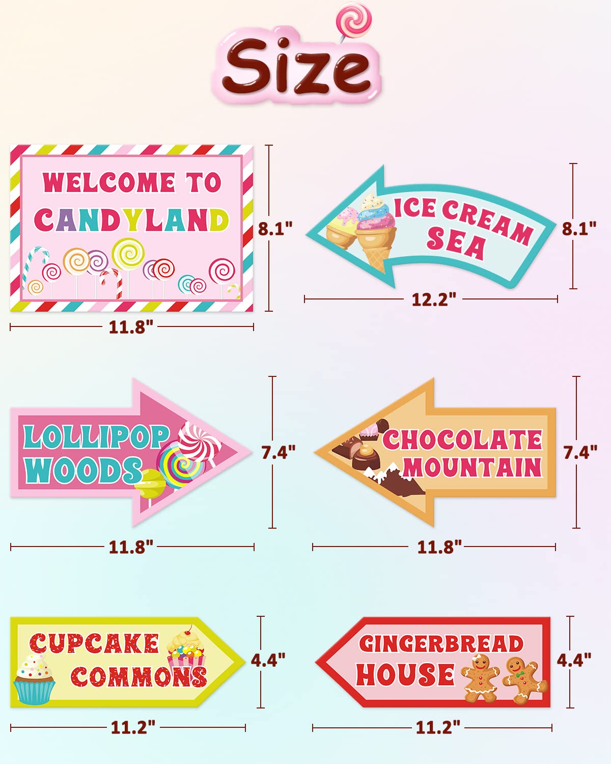 Huray Rayho 20 Pcs Candyland Party Decorations - Candy Land Party Signs - Welcome Candyland Birthday Party Photo Prop - Sweet Ca