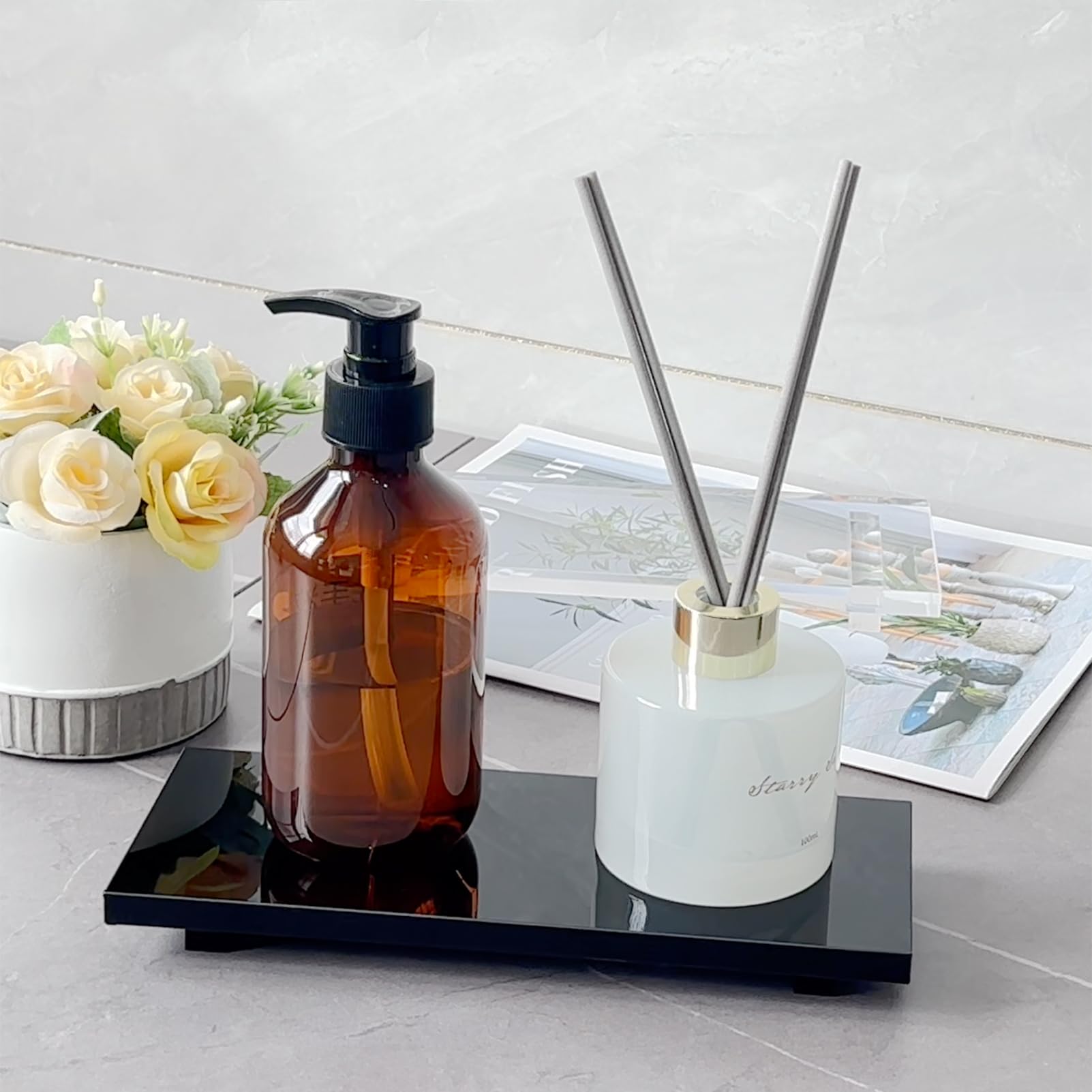 Pedestal Soap Stand, Soap Dish Riser Counter, Kitchen Sink Tray For Soap Bottles, Soap Pedestal For Bathroom, Black